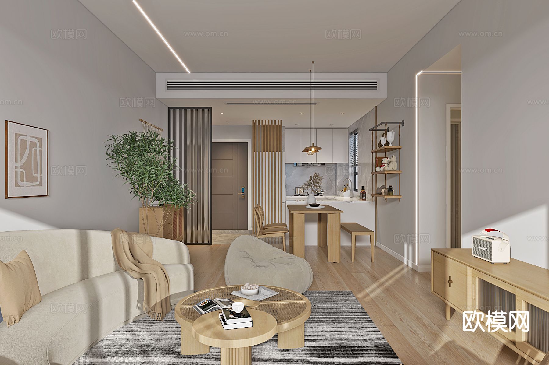 日式客餐厅3d模型下载（渲染图3）