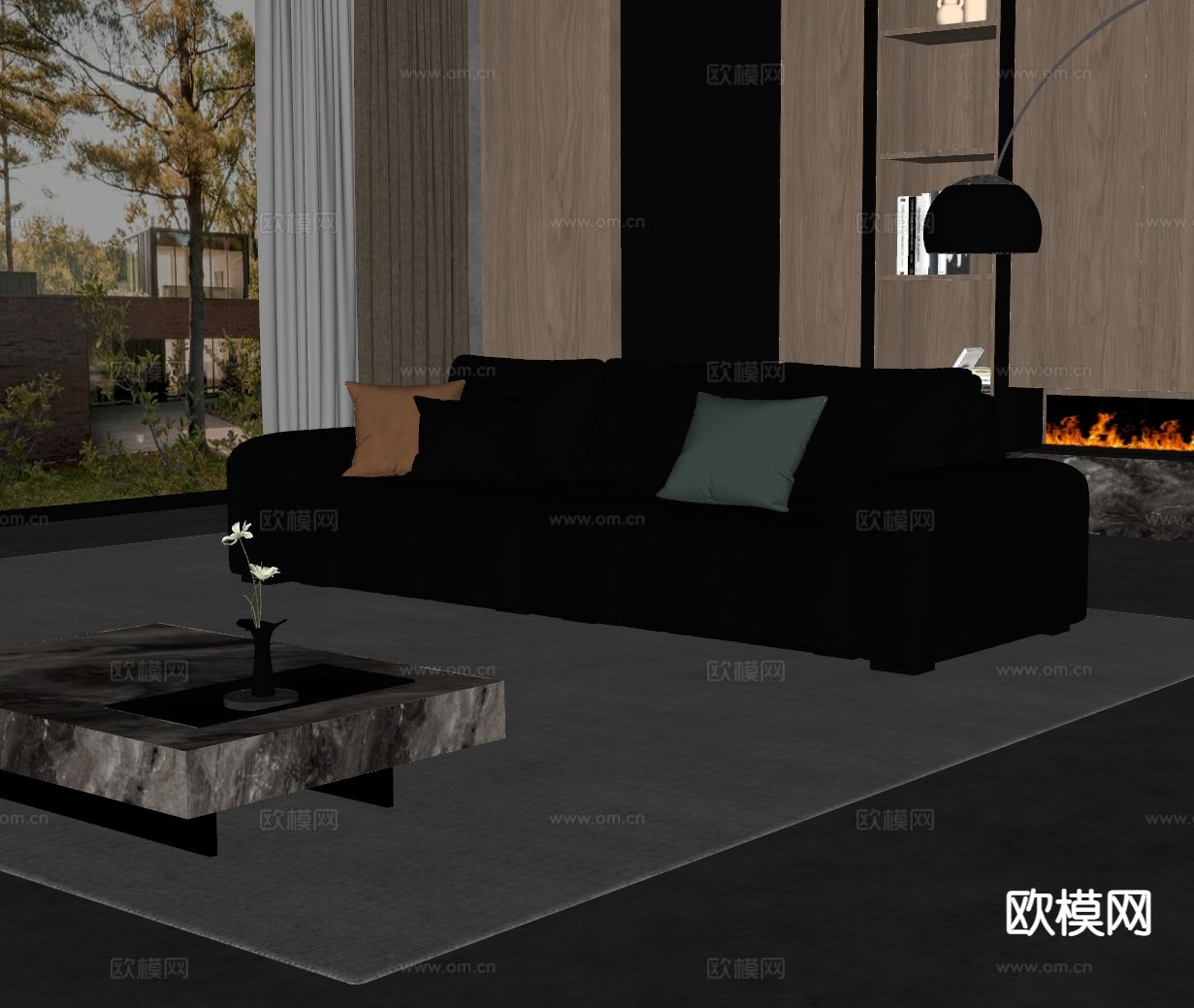 意式多人沙发su模型下载（渲染图1）
