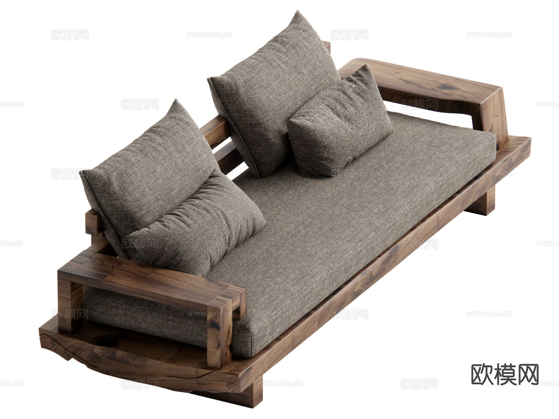 侘寂风多人沙发su模型下载（渲染图2）