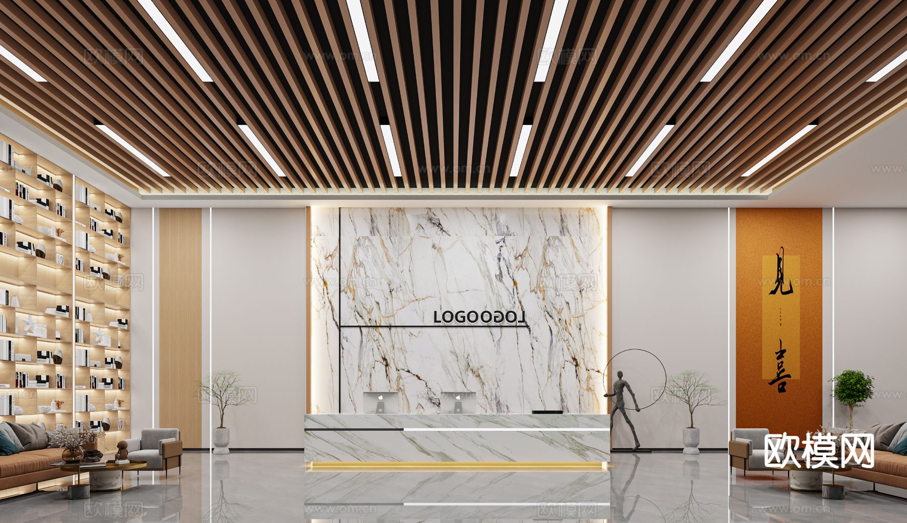 公司前台 接待3d模型下载