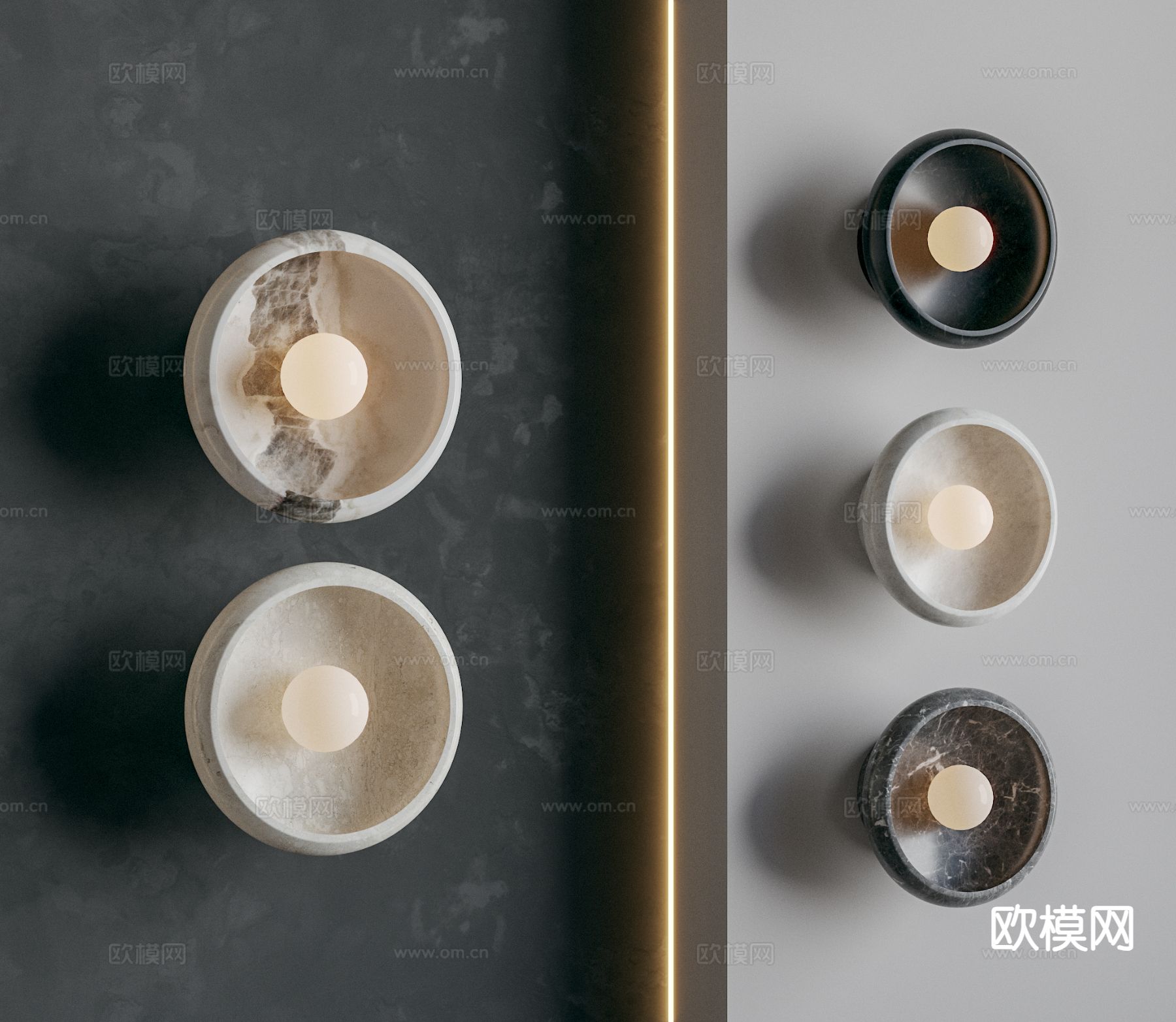 现代大理石壁灯su模型