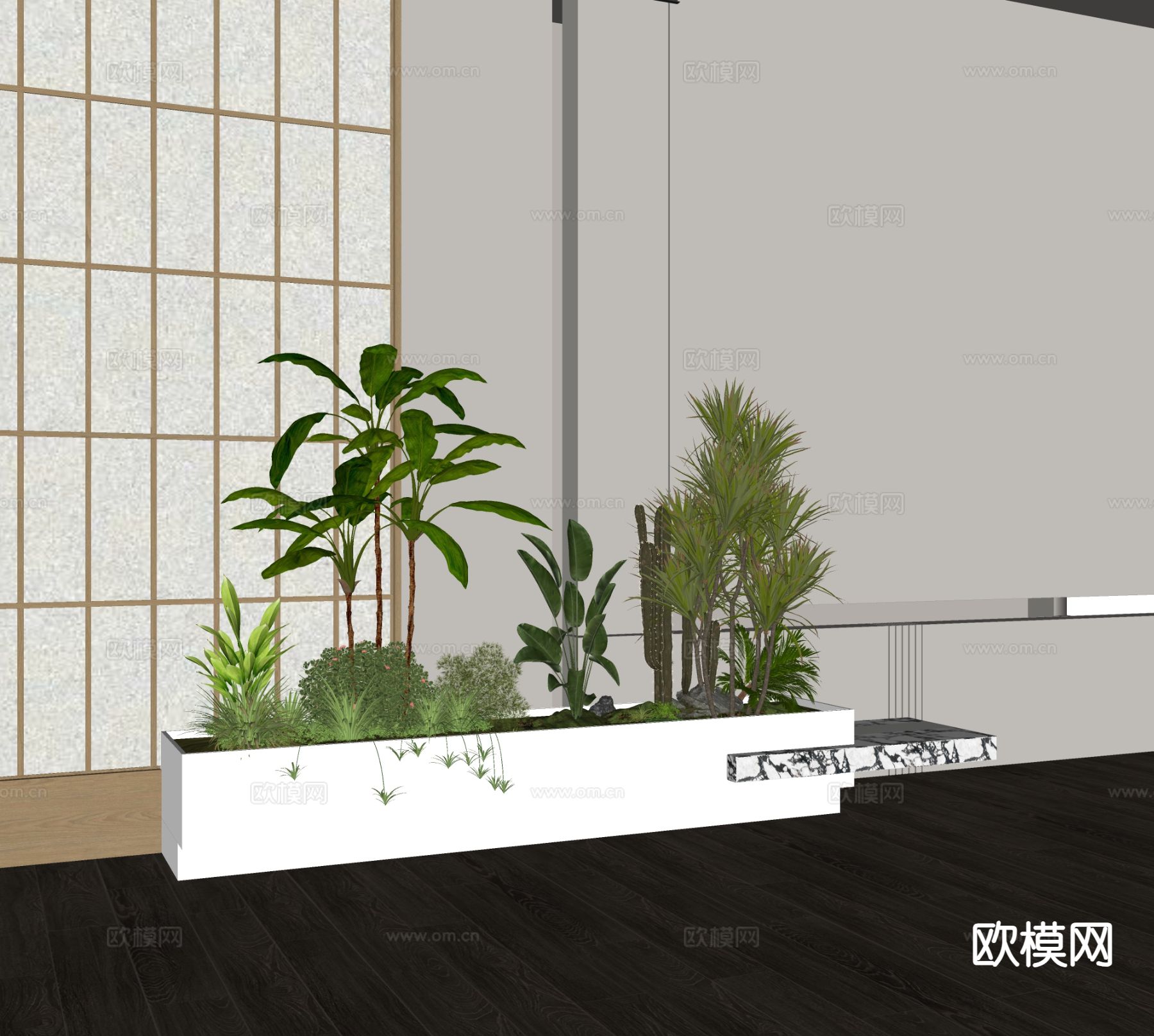 现代植物堆 花坛su模型下载（渲染图1）