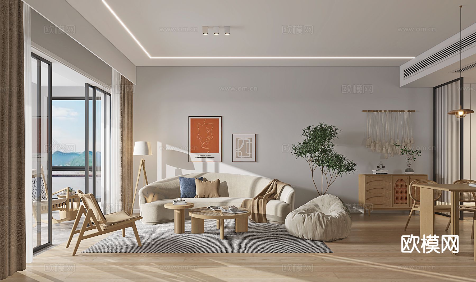 日式客餐厅3d模型下载（渲染图1）