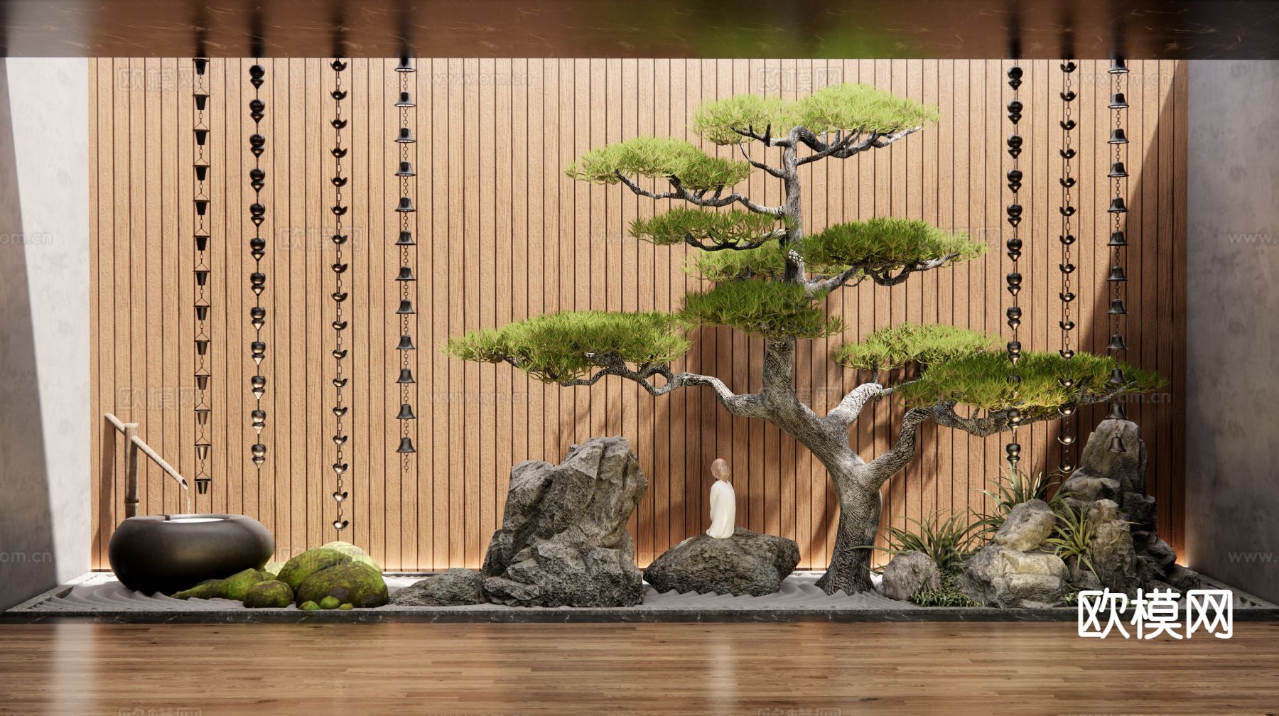 新中式松树 植物堆 庭院景观小品3d模型