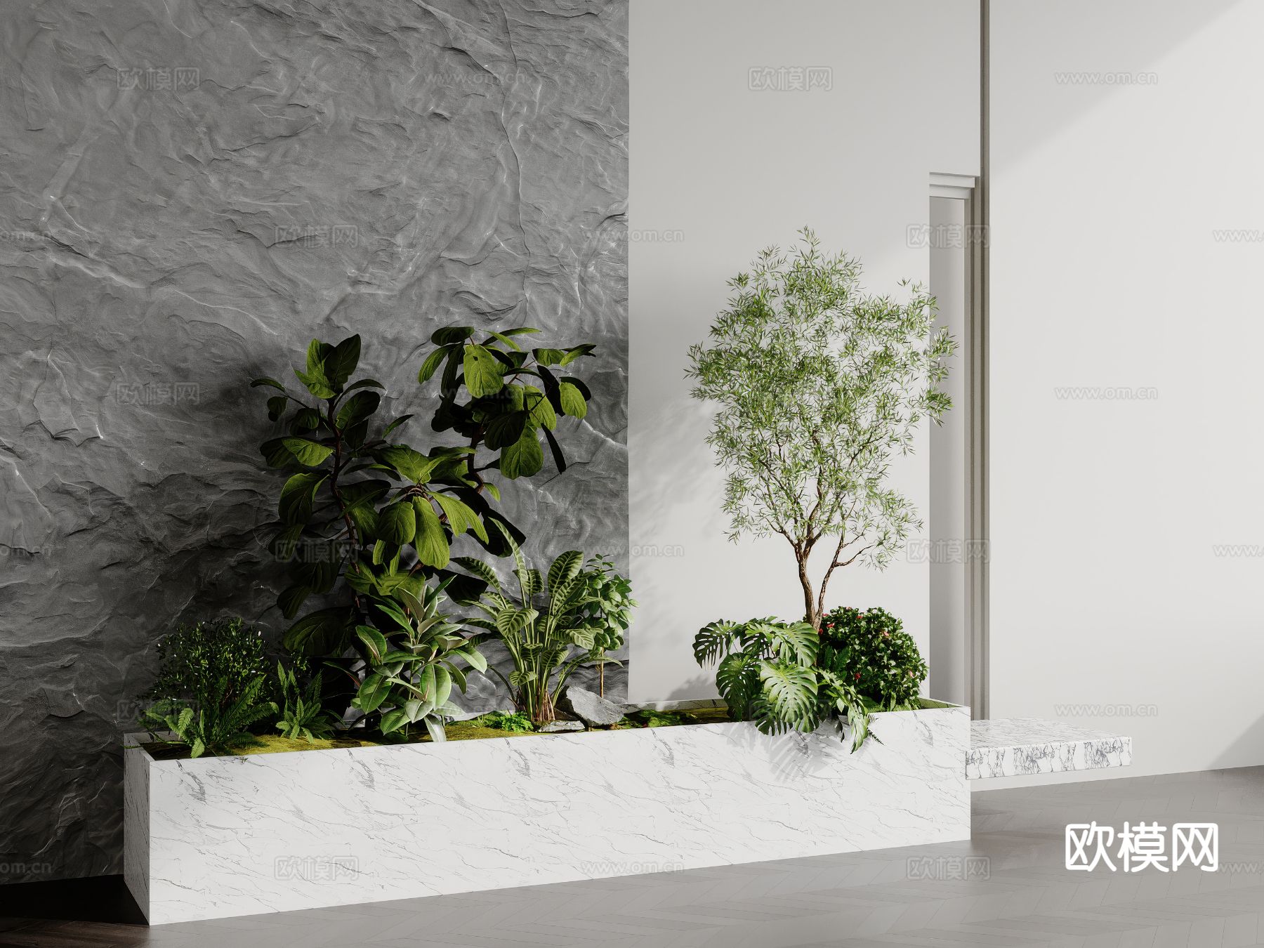 现代植物堆 花坛su模型下载（渲染图2）