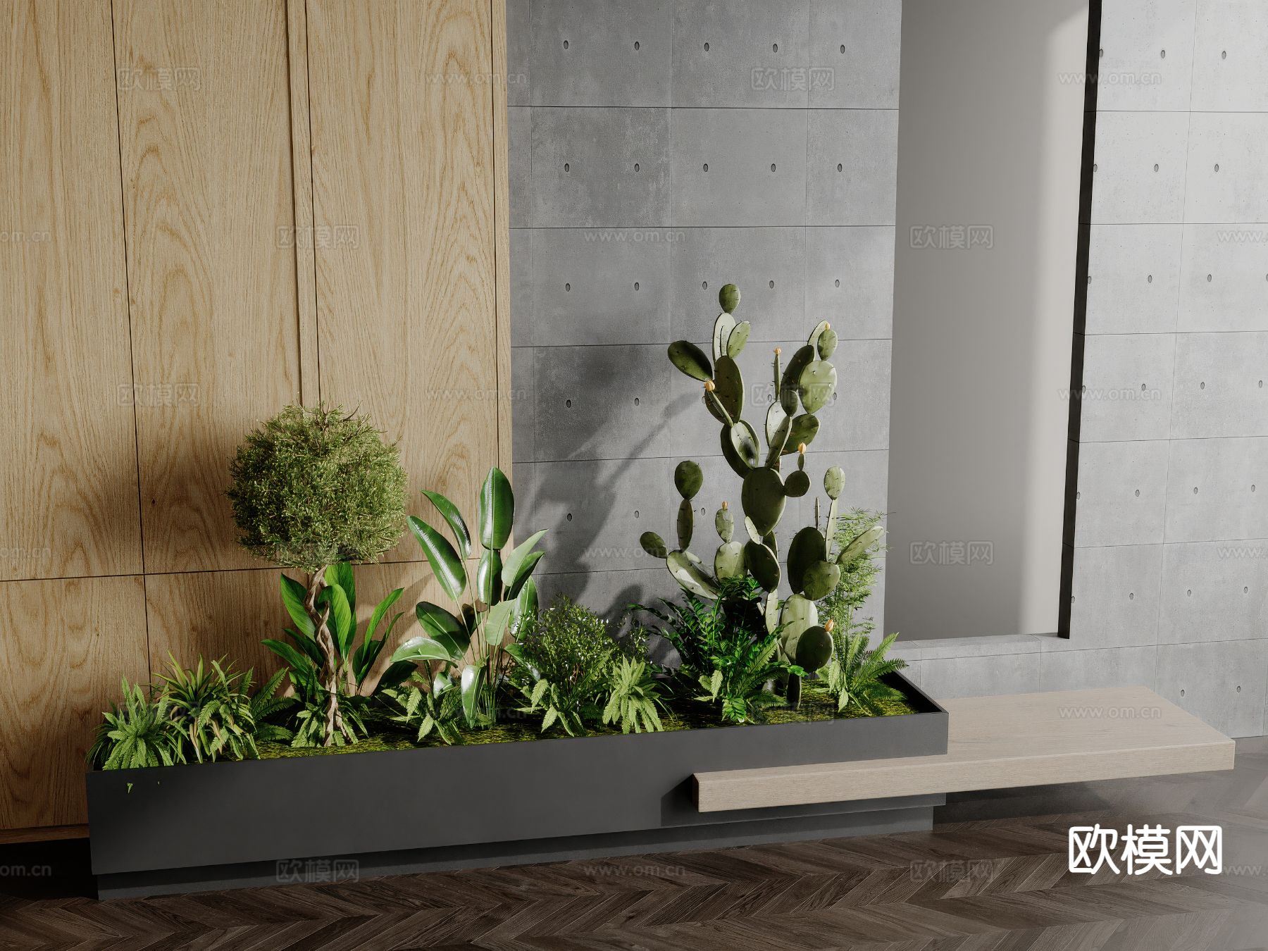 现代植物堆 花坛su模型下载（渲染图2）