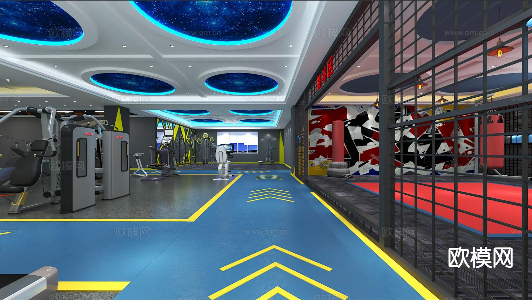 拳击馆 格斗馆 健身房3d模型下载（渲染图3）