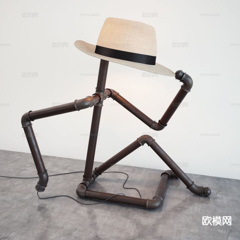 创意落地灯 水管落地灯3d模型下载（渲染图1）