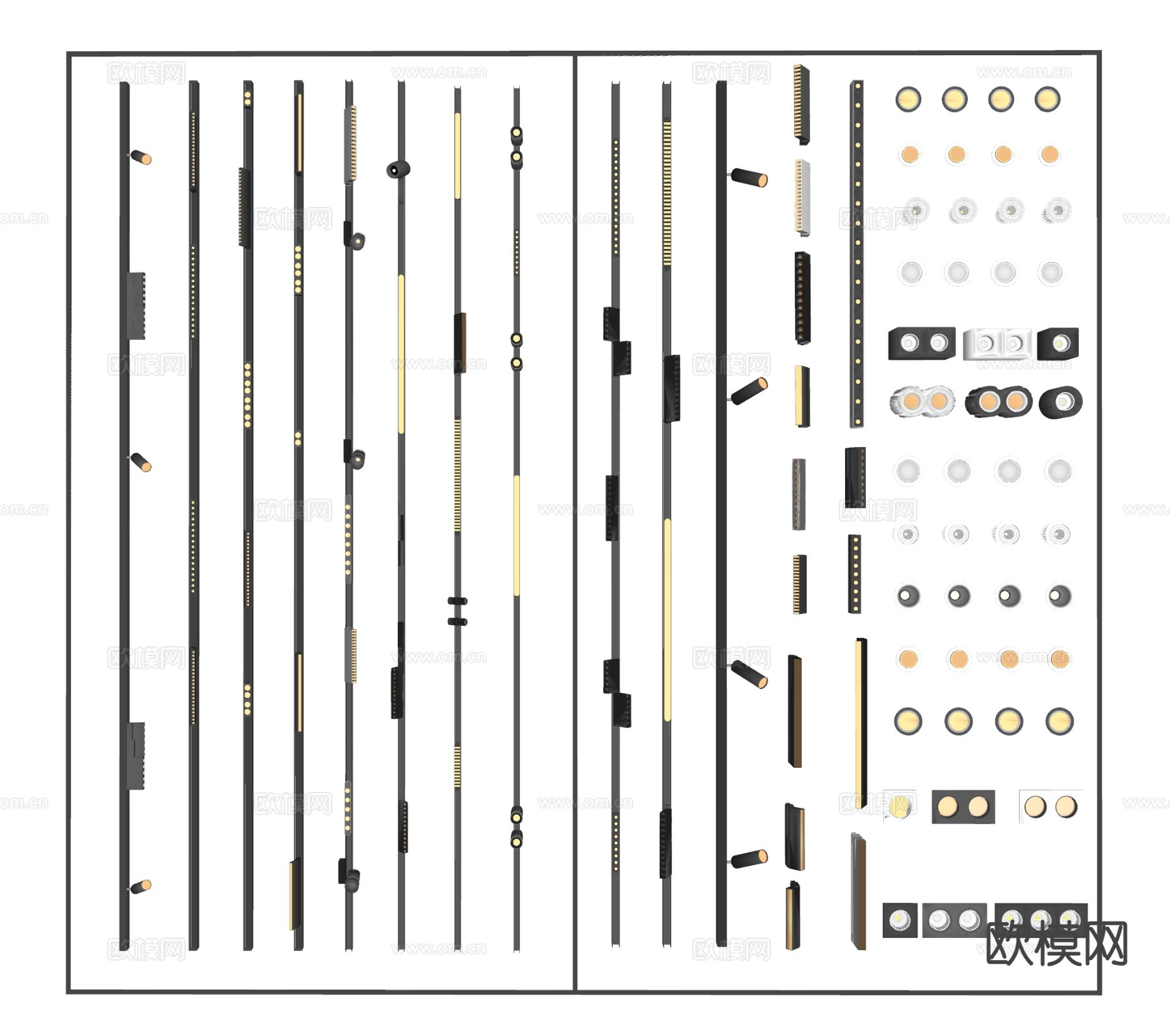 筒灯射灯 磁吸轨道射灯su模型下载（渲染图1）