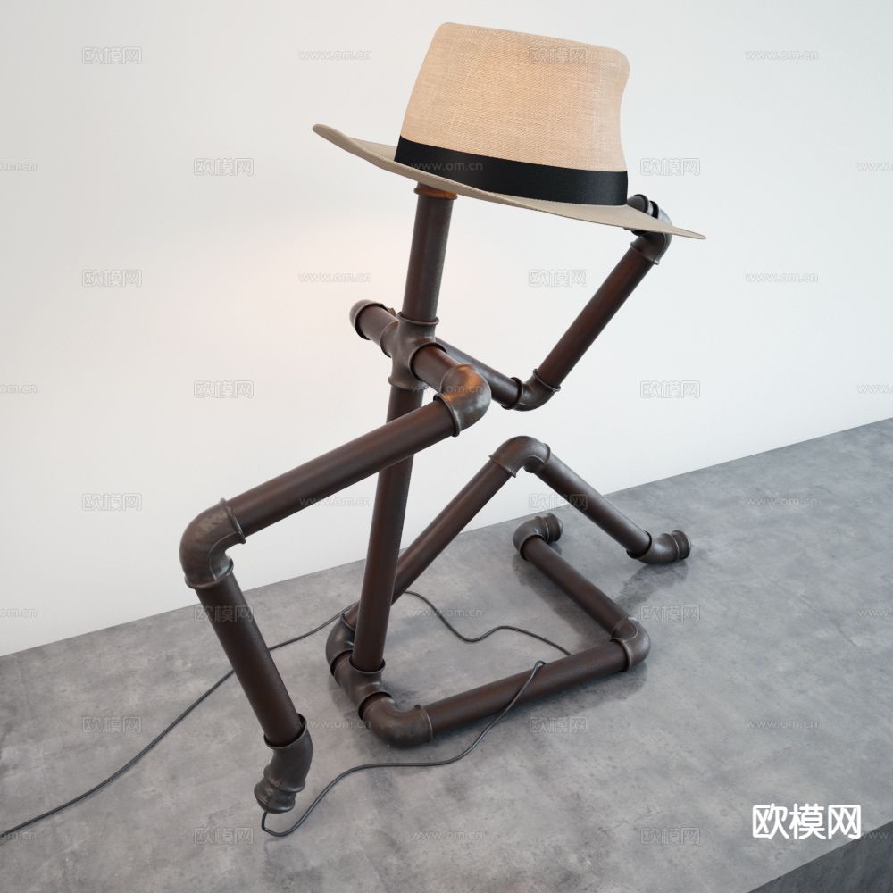 创意落地灯 水管落地灯3d模型下载（渲染图3）