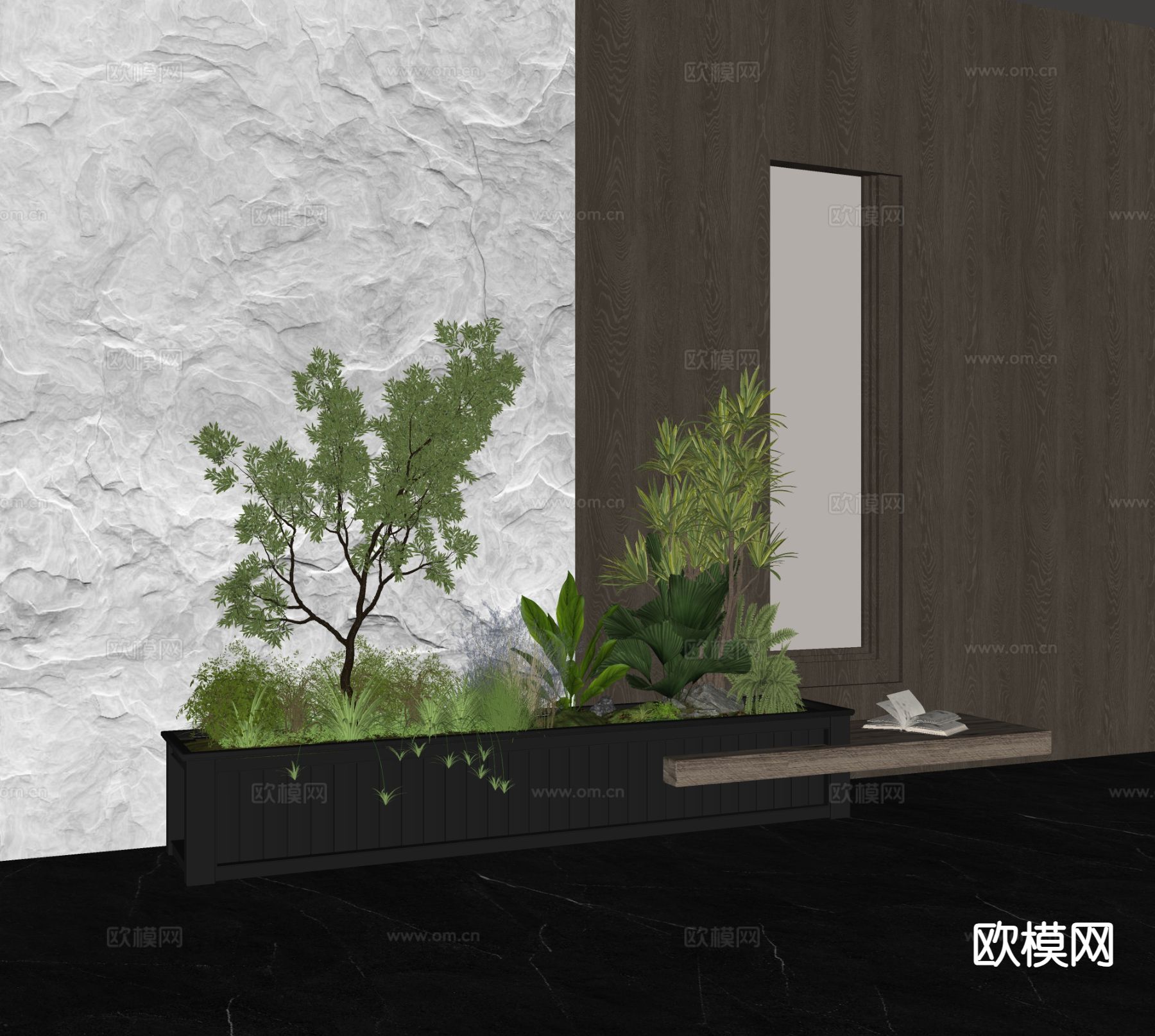 现代植物堆 花坛su模型下载（渲染图1）