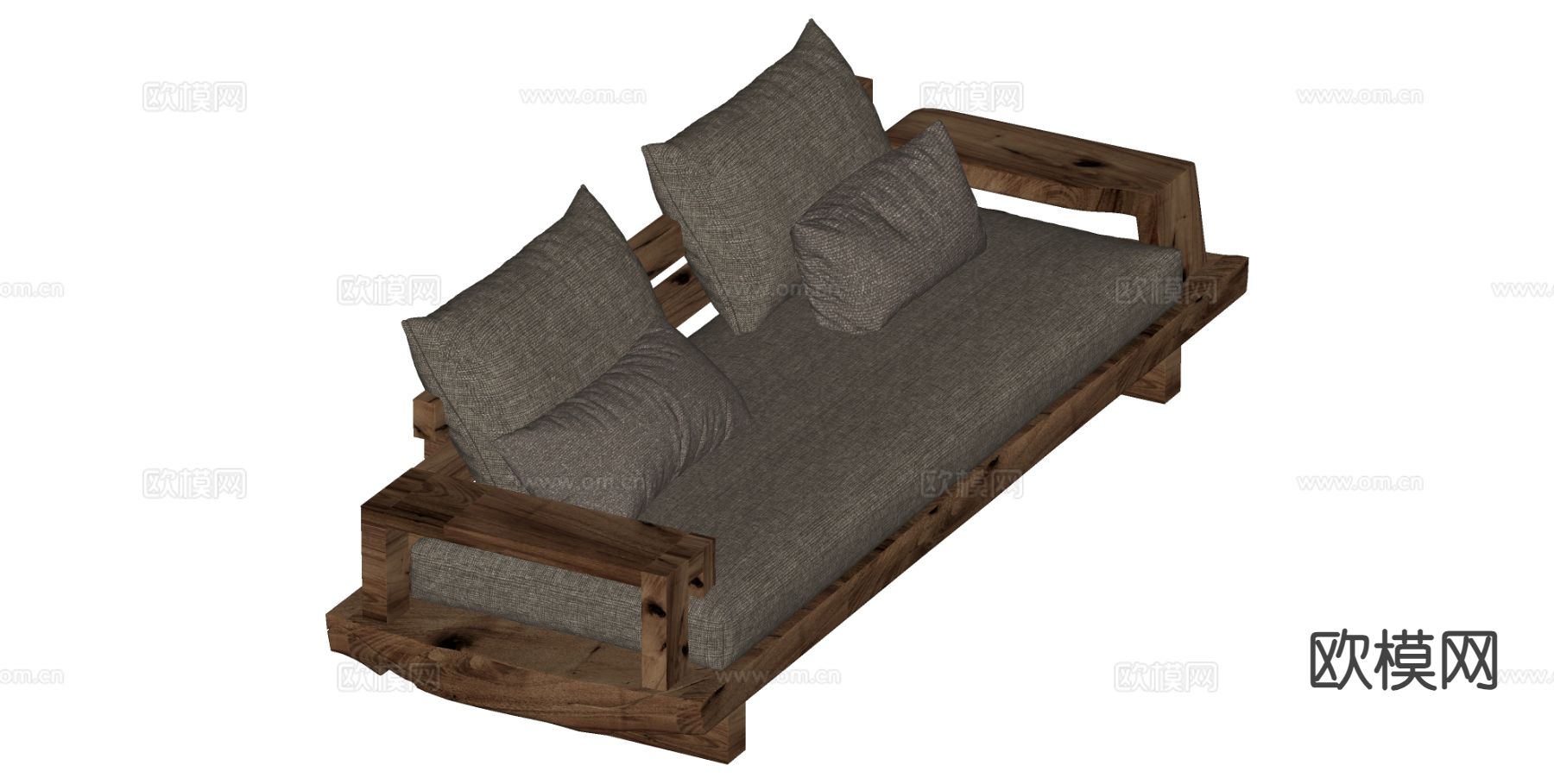 侘寂风多人沙发su模型下载（渲染图1）