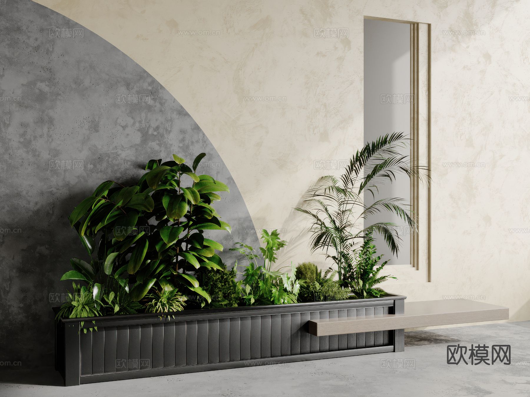 现代植物堆 花坛su模型下载（渲染图2）