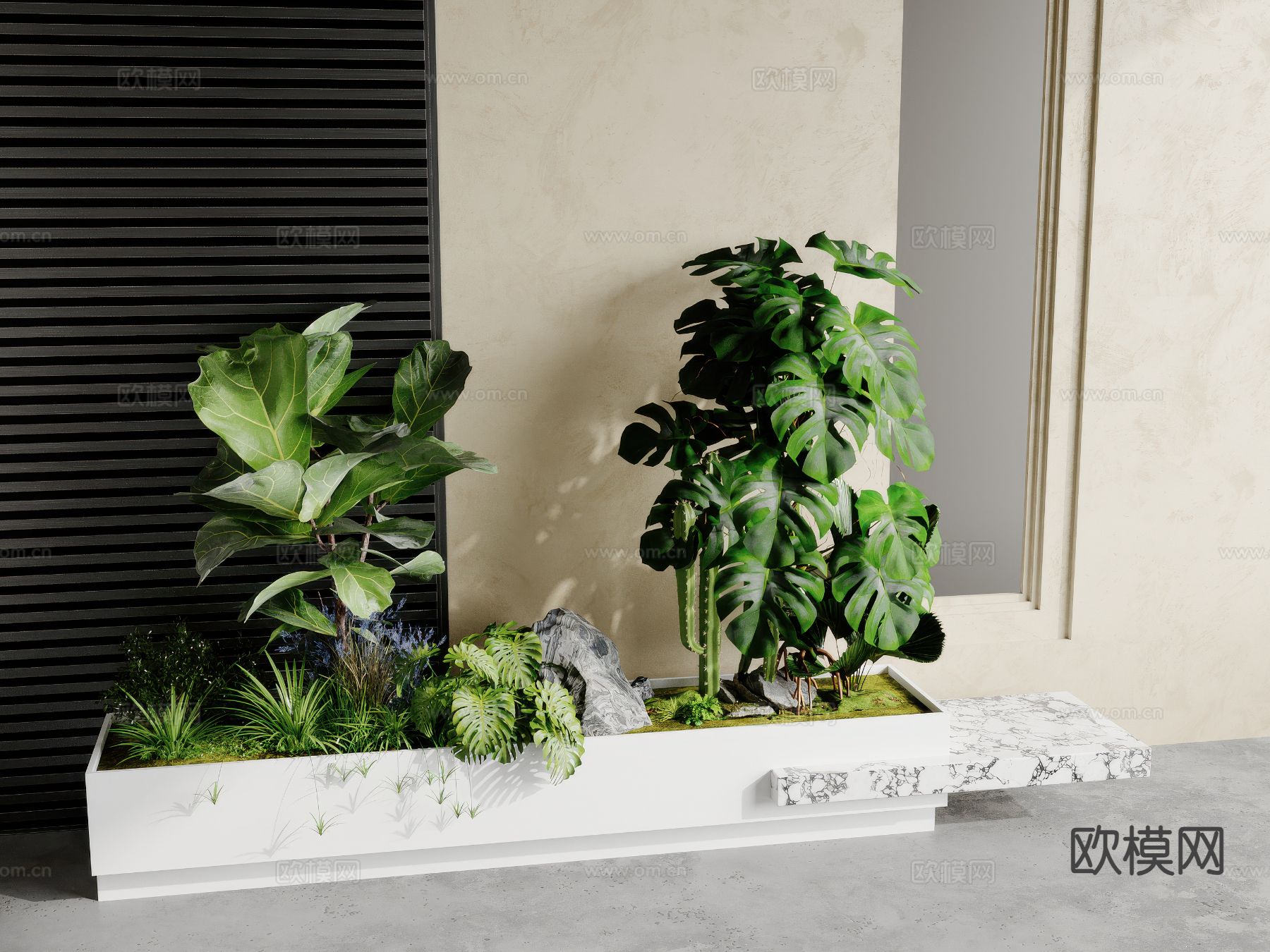 现代植物堆 花坛su模型下载（渲染图2）