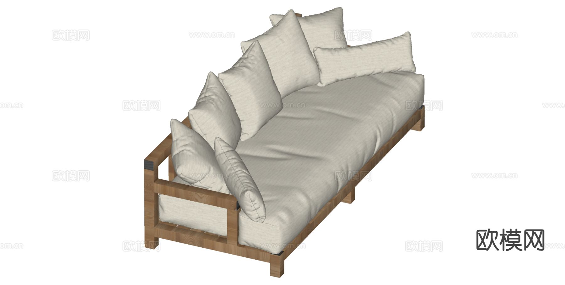 侘寂风多人沙发su模型下载（渲染图1）