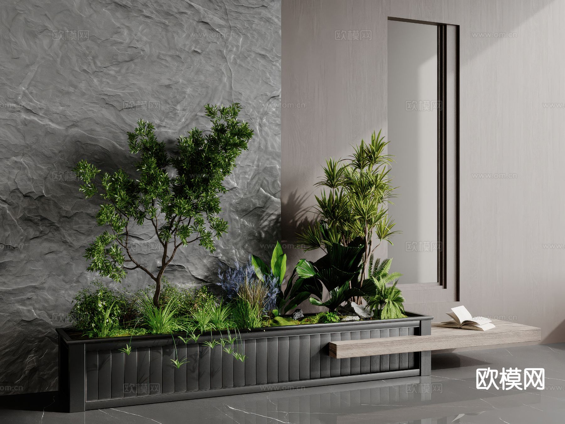 现代植物堆 花坛su模型下载（渲染图2）