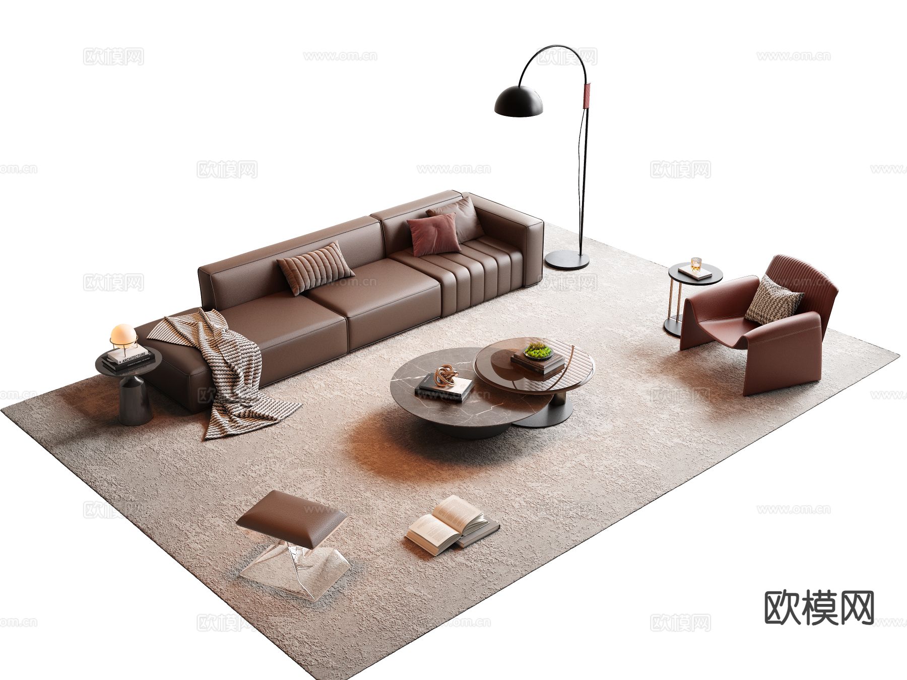 意式沙发组合su模型下载（渲染图2）