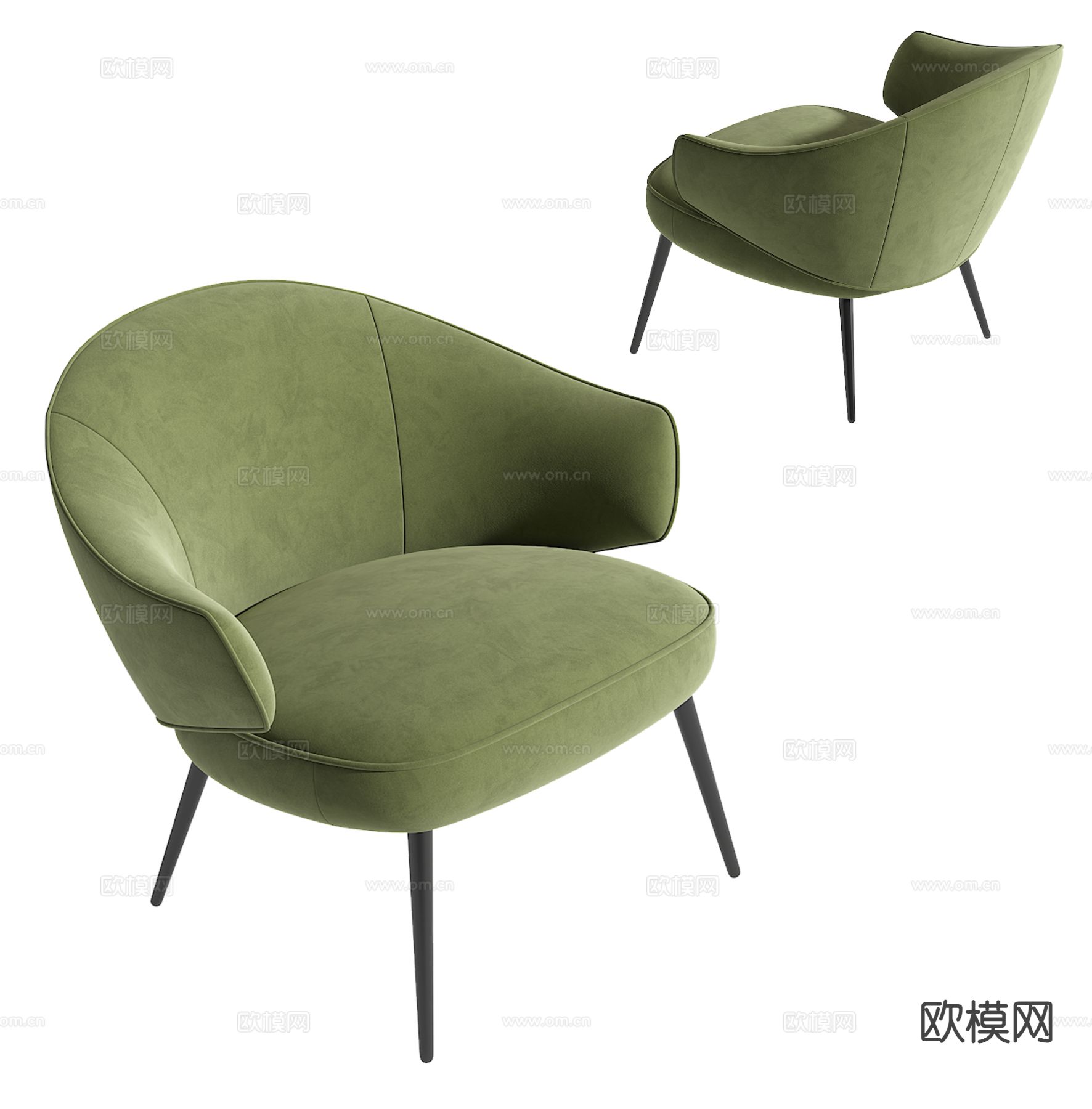 Minotti 现代休闲椅su模型下载（渲染图2）