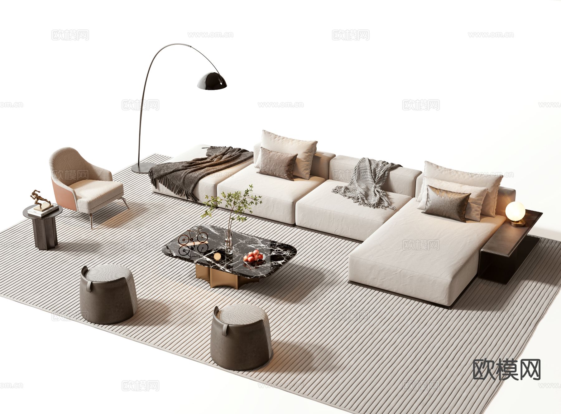 Minotti 意式组合沙发3d模型