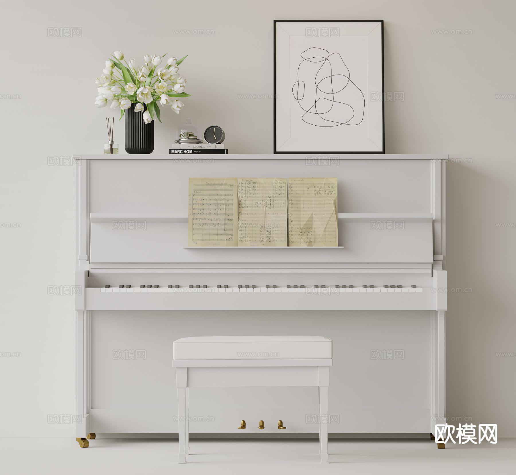 现代钢琴3d模型下载
