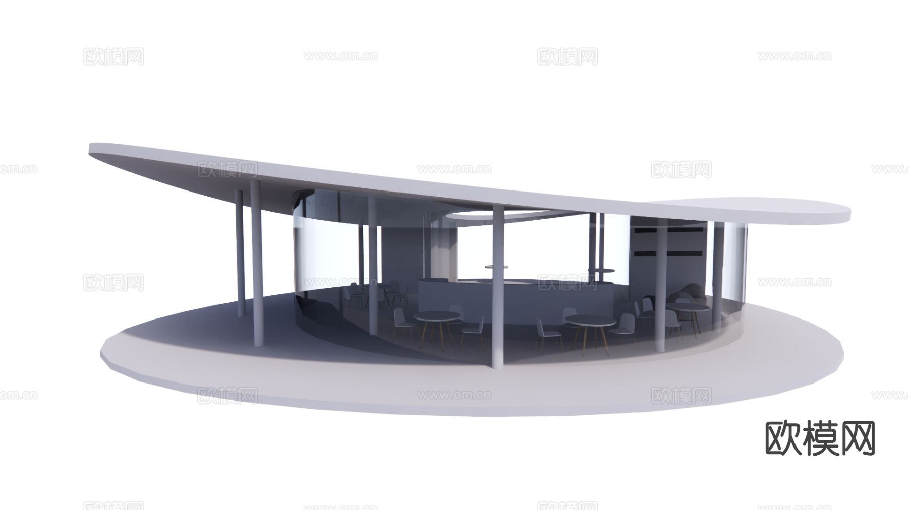 咖啡厅 快闪店su模型下载（渲染图2）