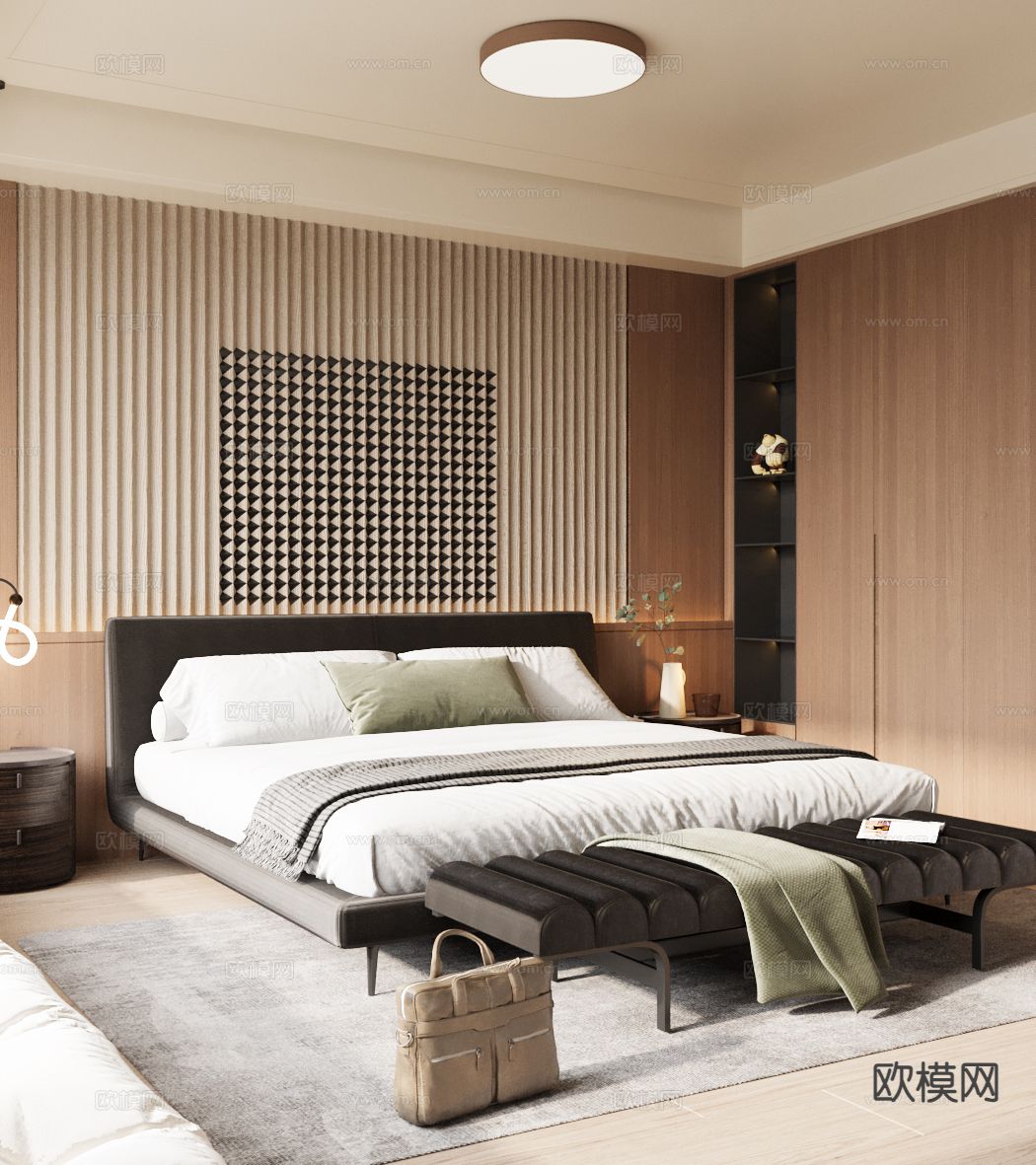 原木风卧室 主卧3d模型下载