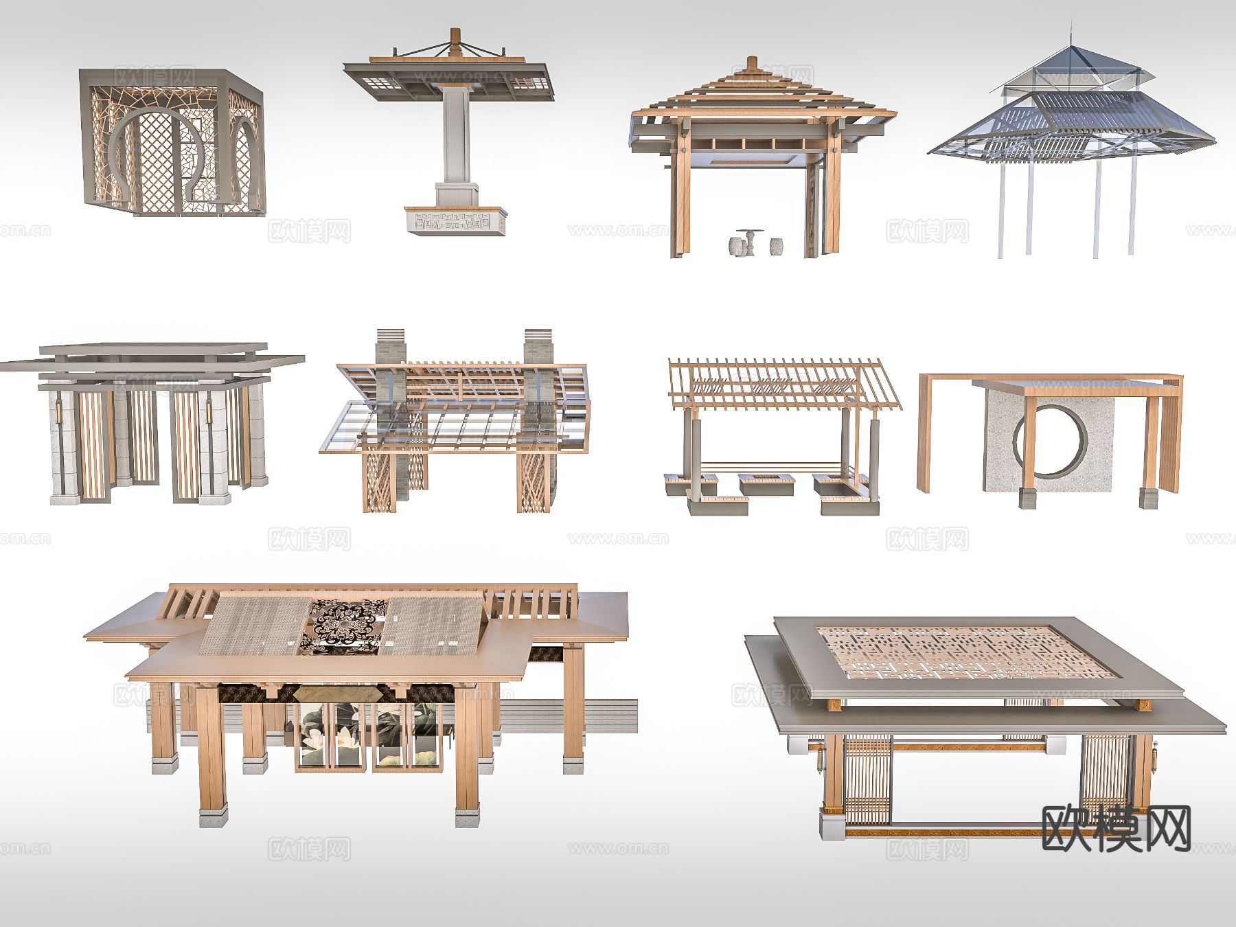 中式方亭 廊亭 亭子3d模型