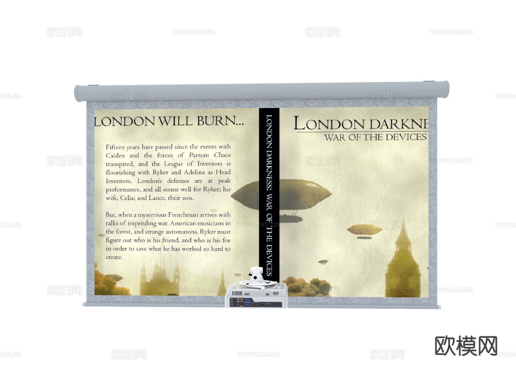 现代投影仪 投影屏幕su模型下载（渲染图2）