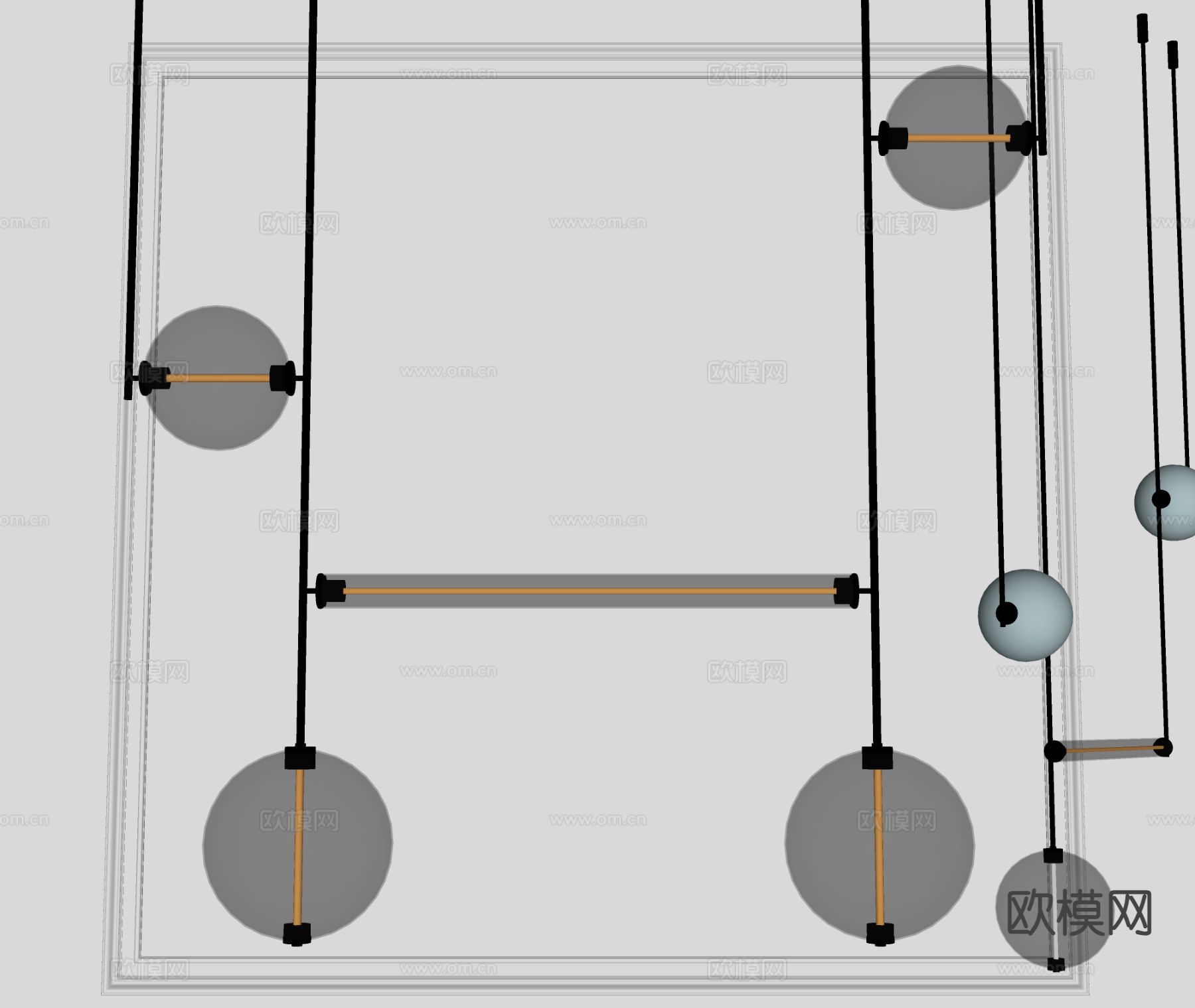 现代吊灯 玻璃吊灯 床头吊灯su模型下载（渲染图1）