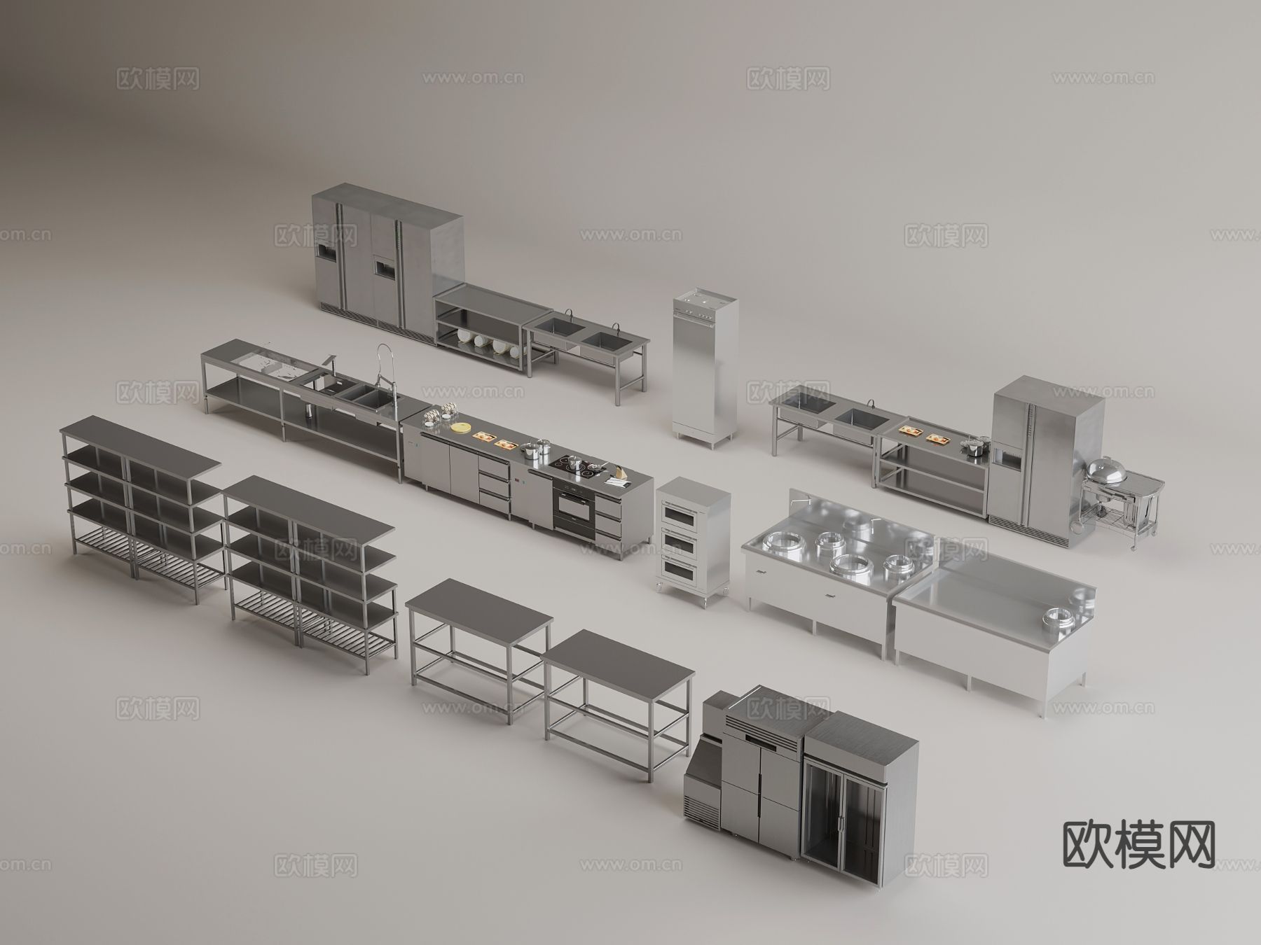 中央厨房设备 后厨器材3d模型