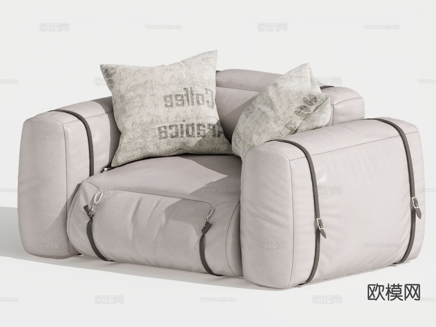 现代单人沙发 皮沙发3d模型下载