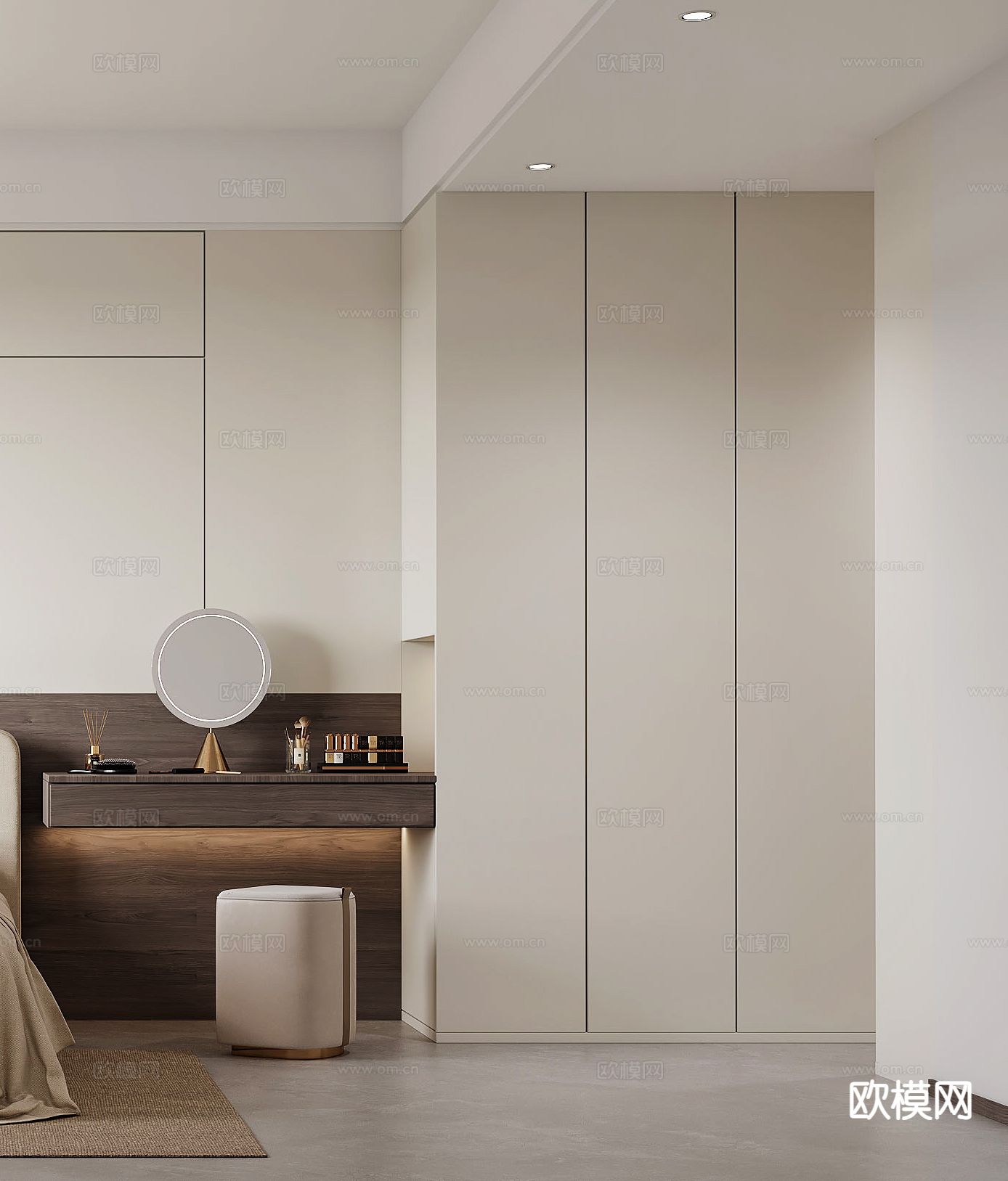 G027 侘寂梳妆台 化妆桌3d模型下载