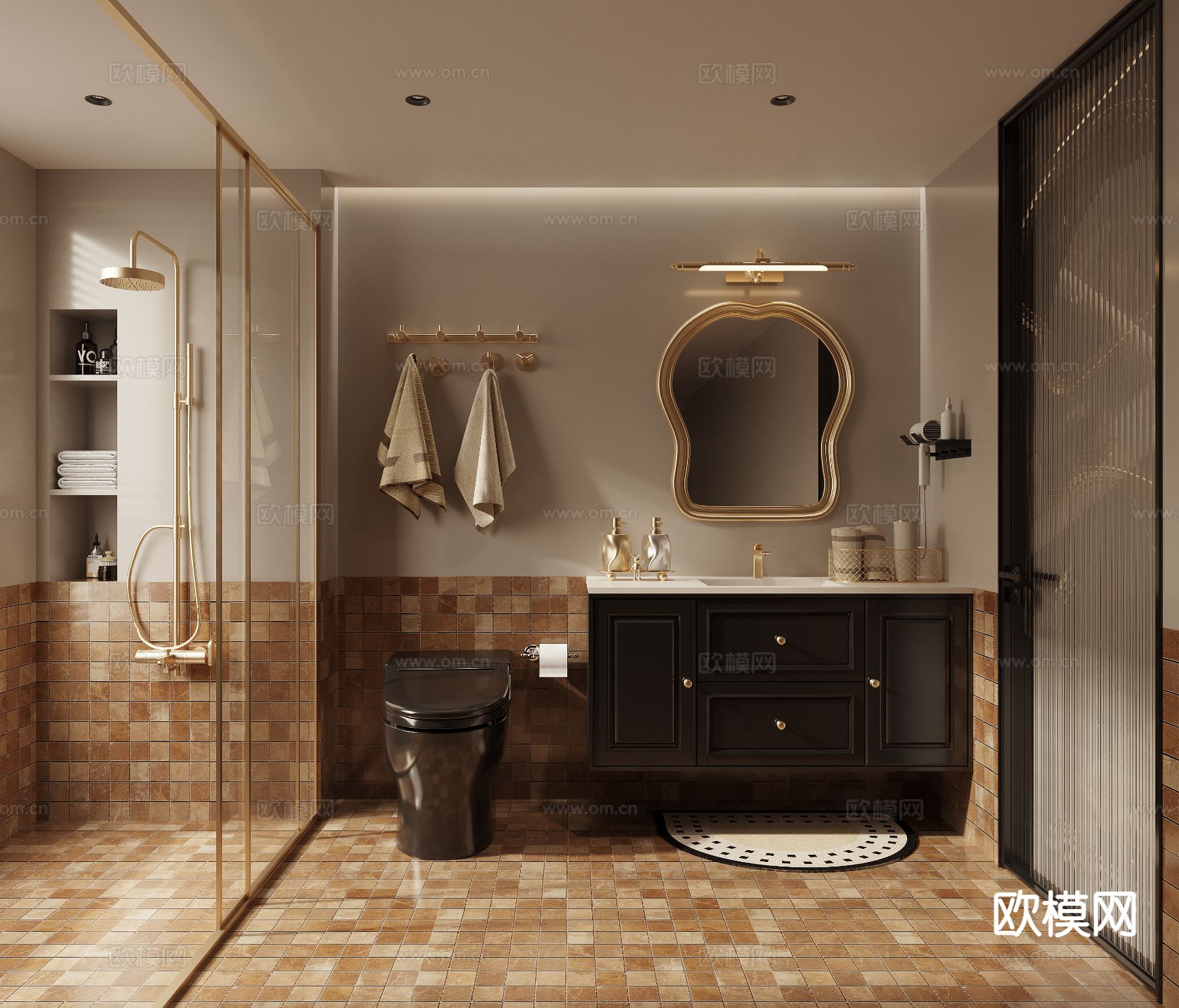 美式卫生间 浴室3d模型下载