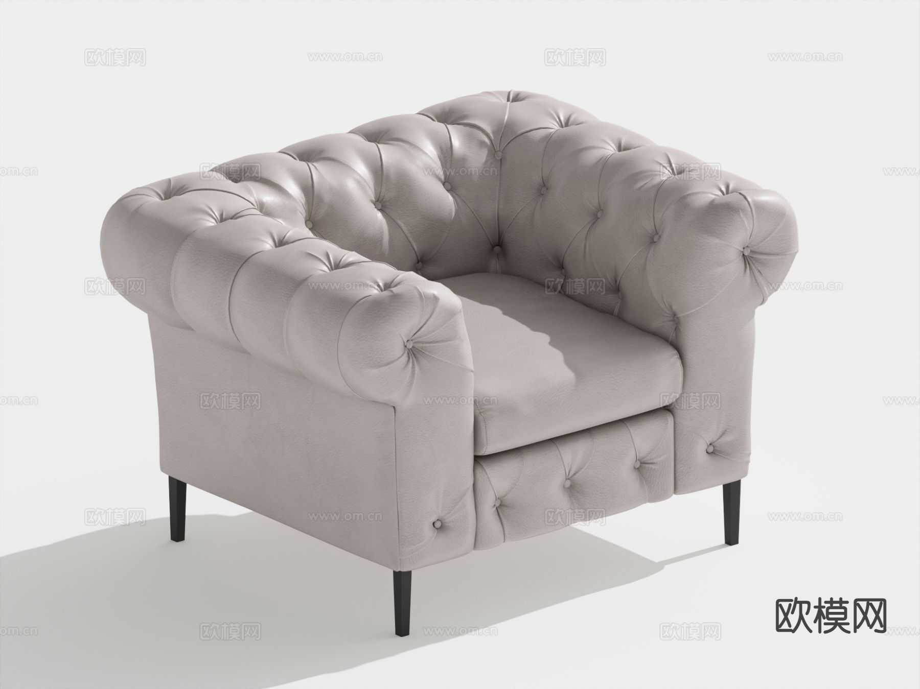 简欧单人沙发su模型下载（渲染图2）