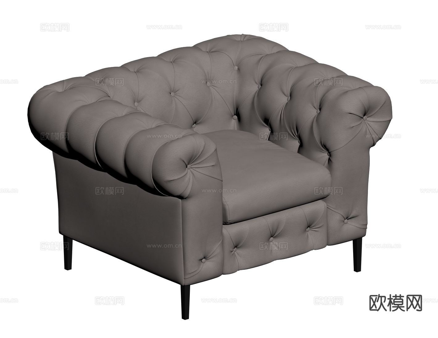 简欧单人沙发su模型下载（渲染图1）
