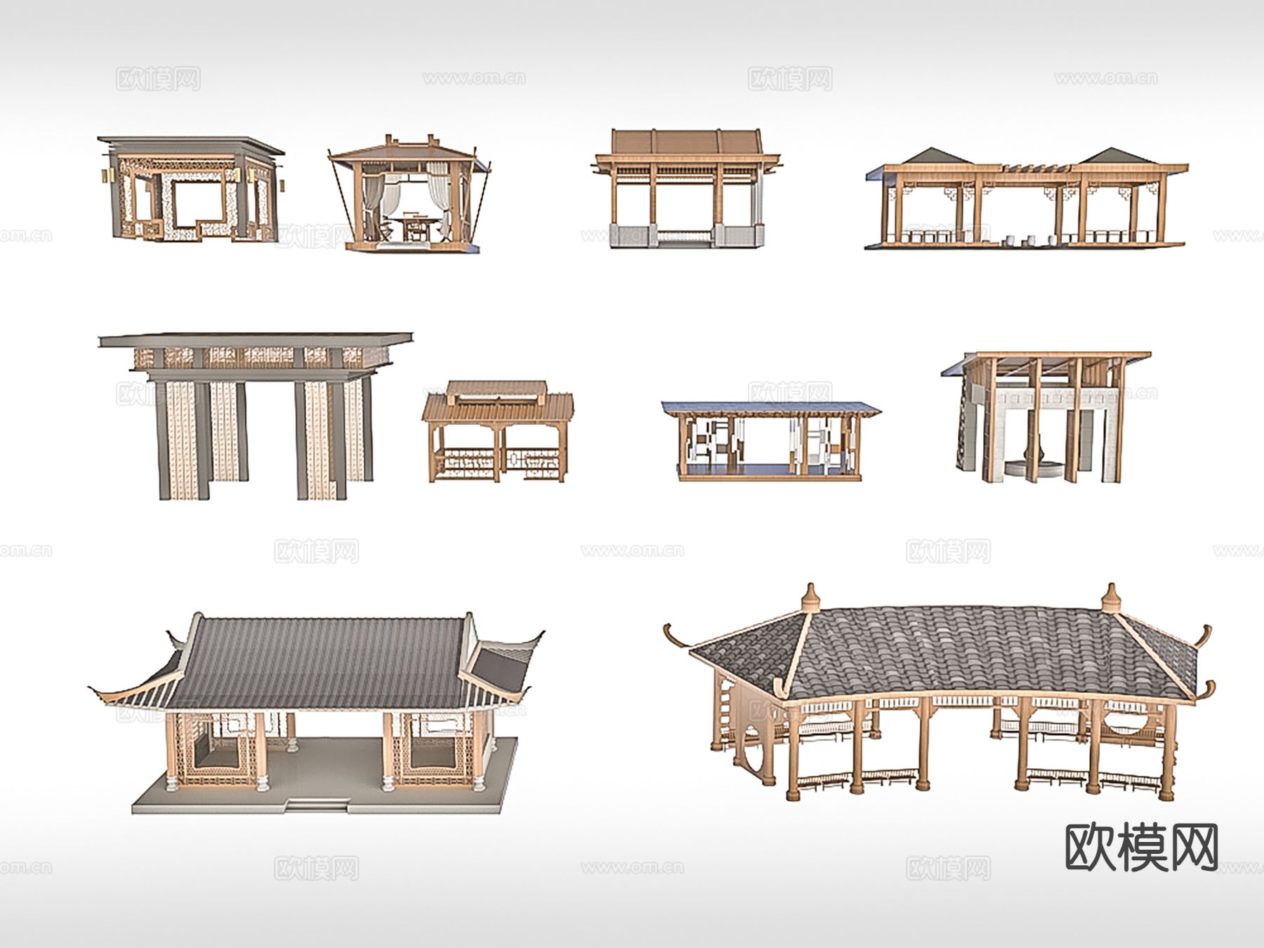 中式方亭 廊亭 亭子3d模型