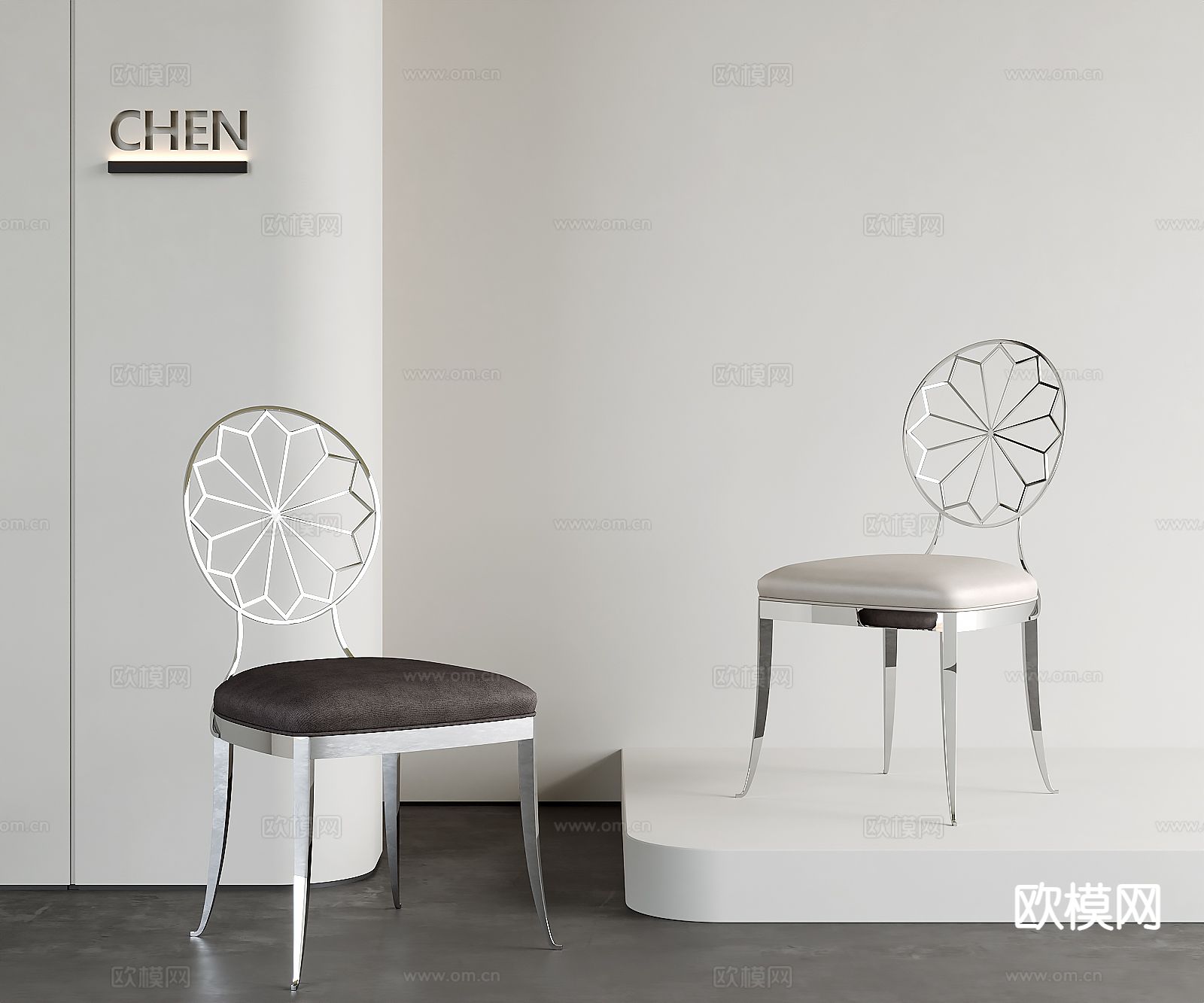 法式单椅su模型下载（渲染图2）