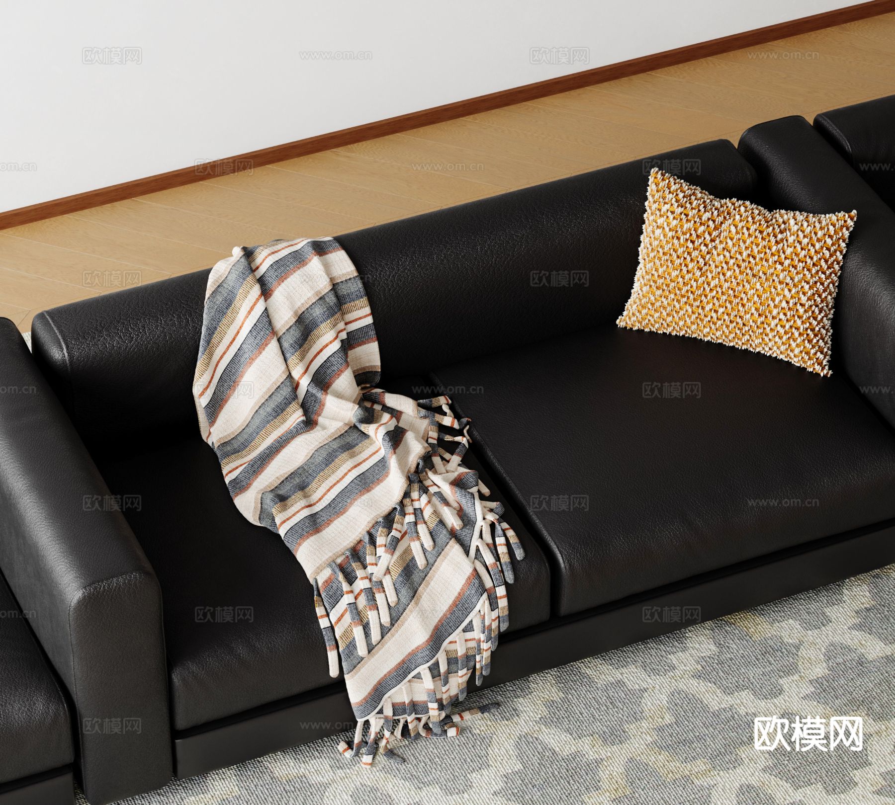 抱枕 沙发靠枕 毛毯su模型下载（渲染图2）