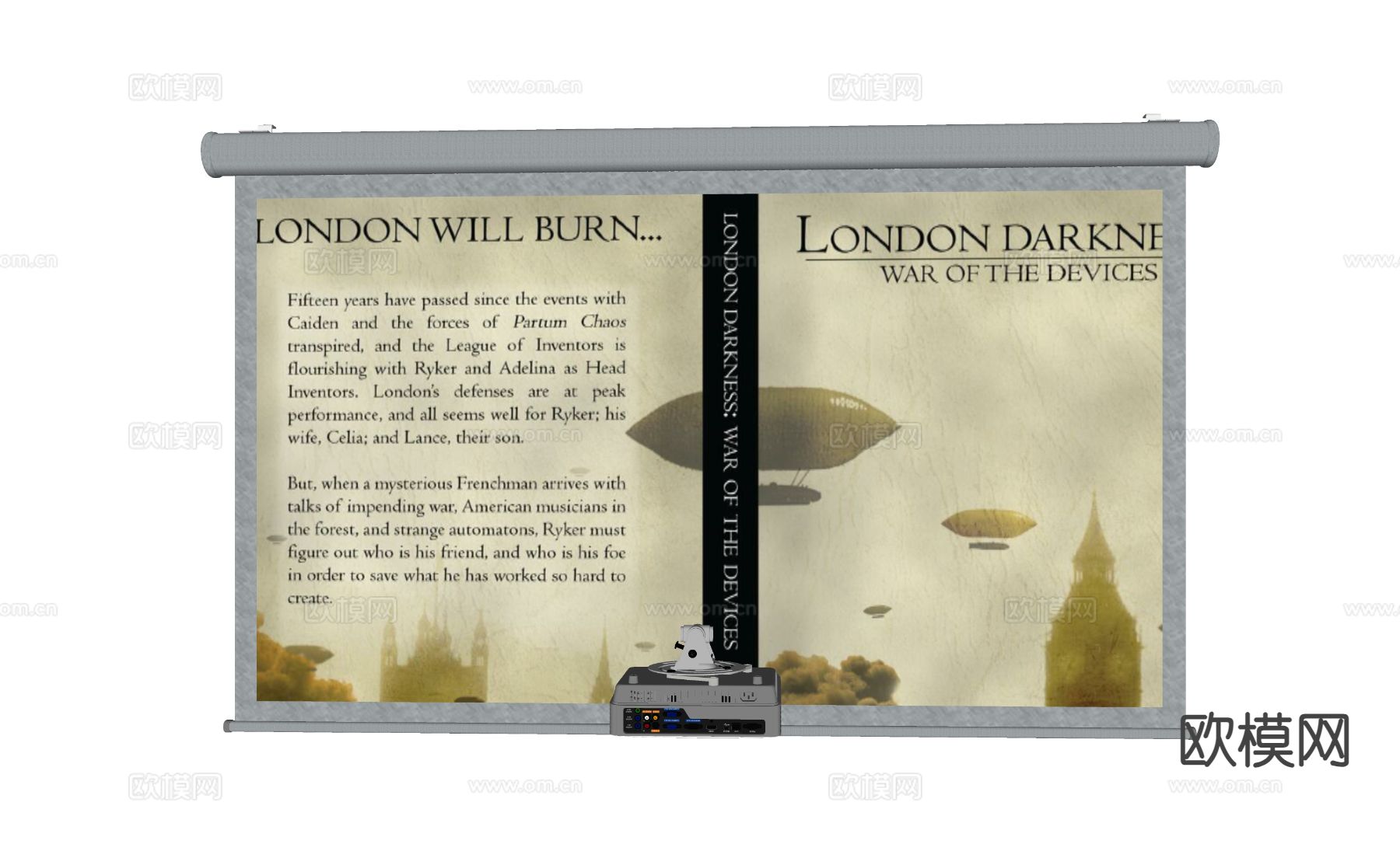 现代投影仪 投影屏幕su模型下载（渲染图1）