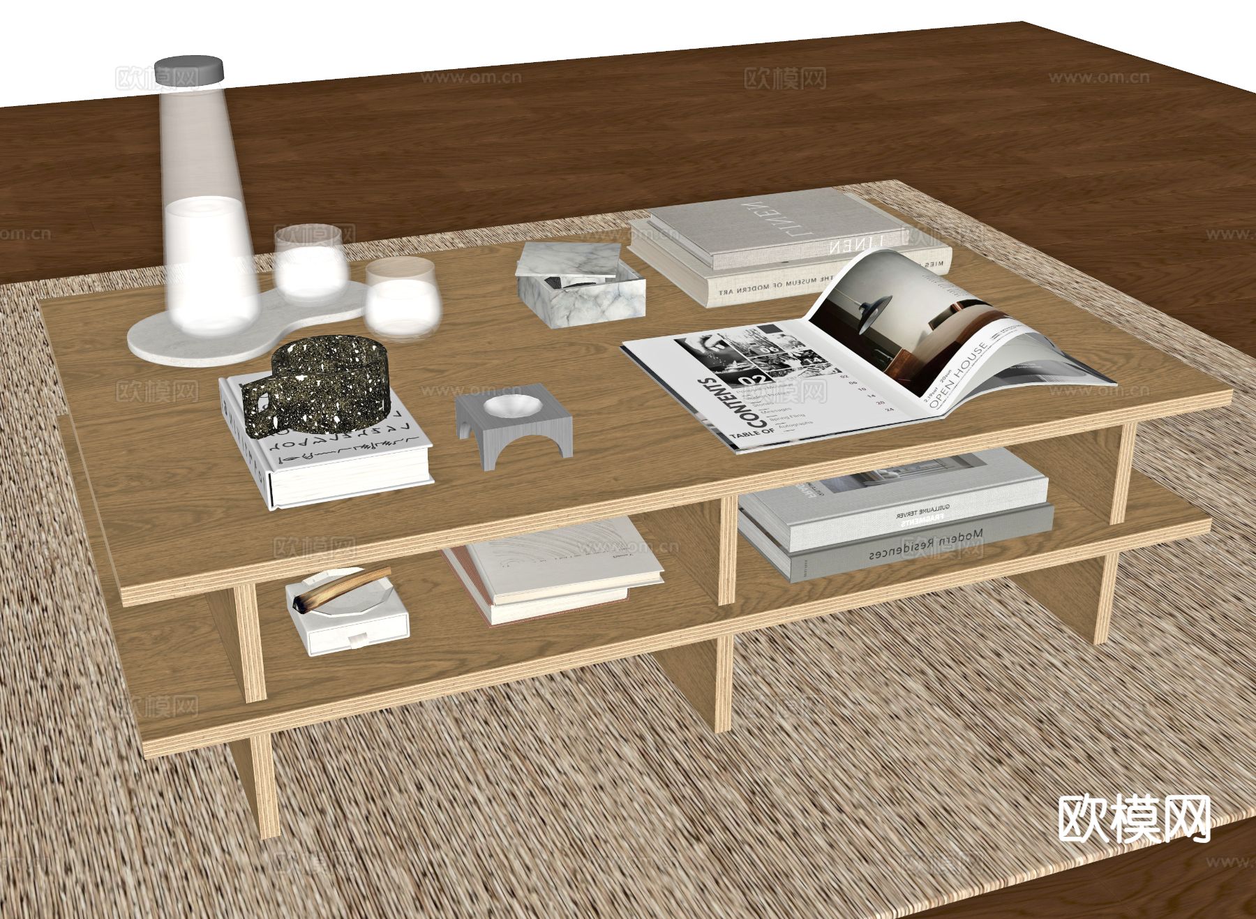 中古风茶几su模型下载（渲染图1）