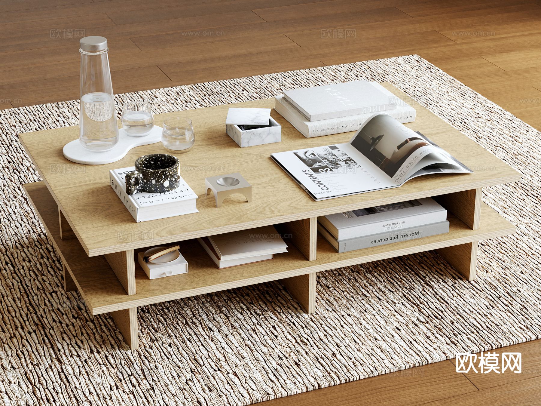 中古风茶几su模型下载（渲染图2）