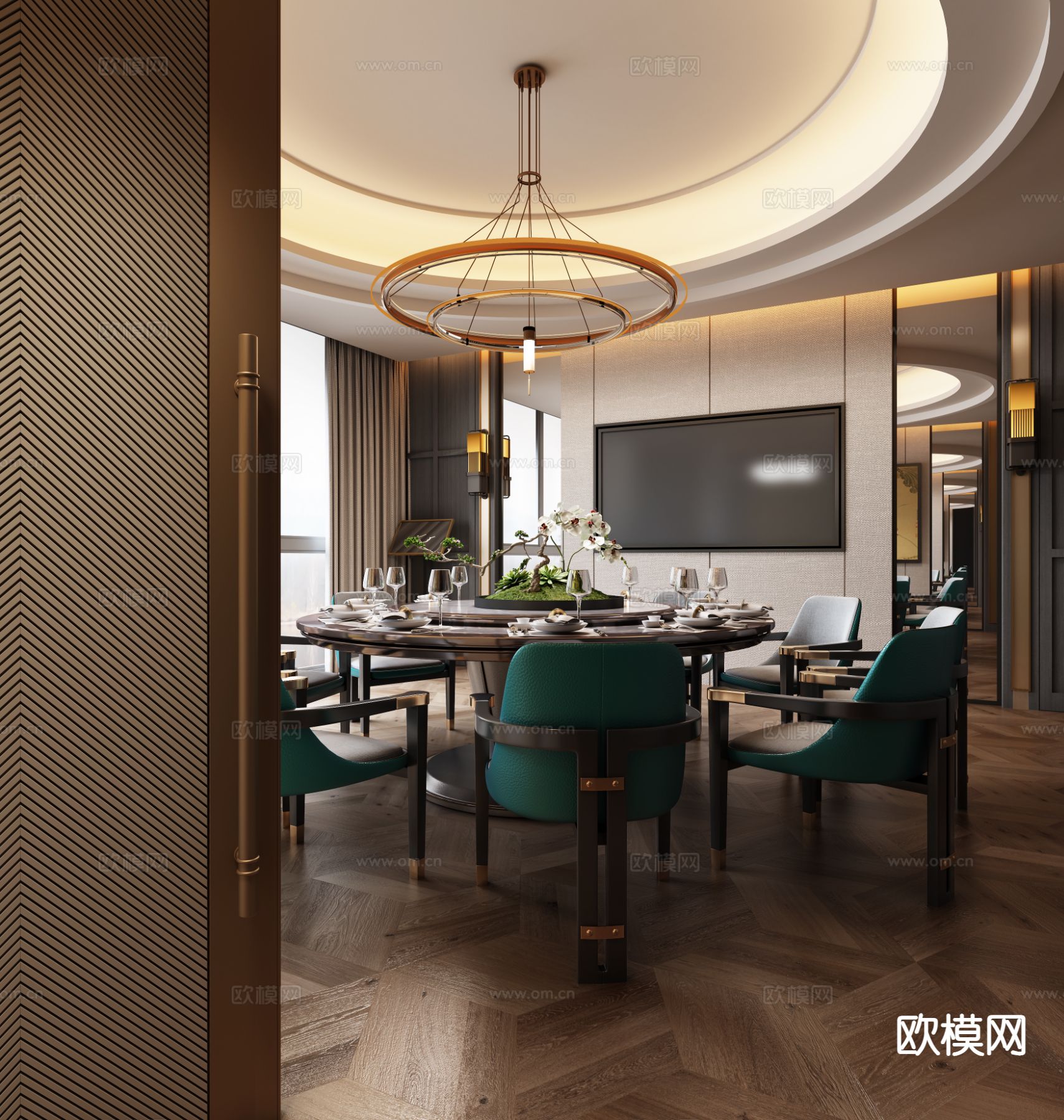 中餐厅包厢 酒楼包房3d模型下载