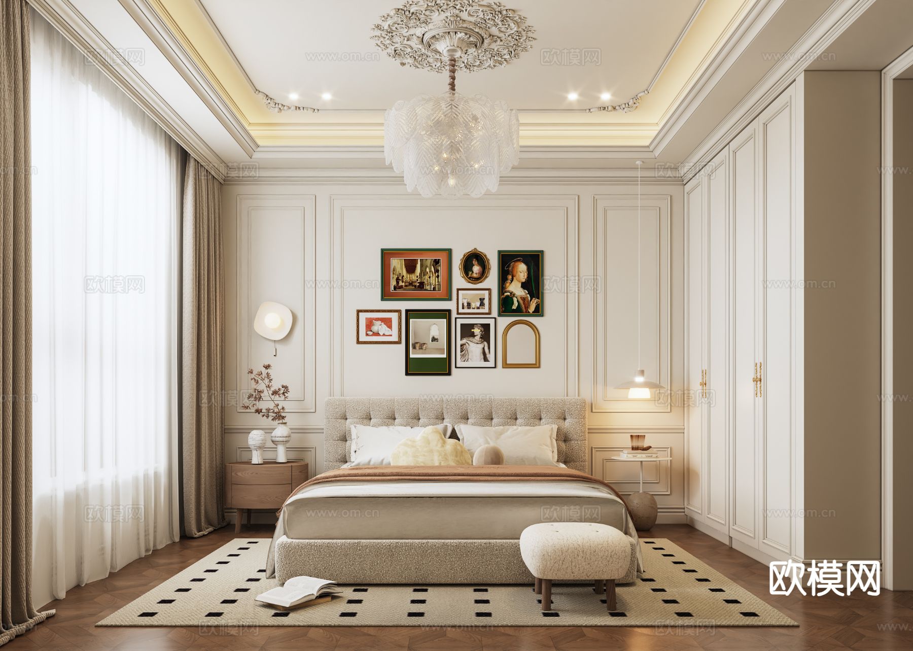 简欧卧室 主卧3d模型下载