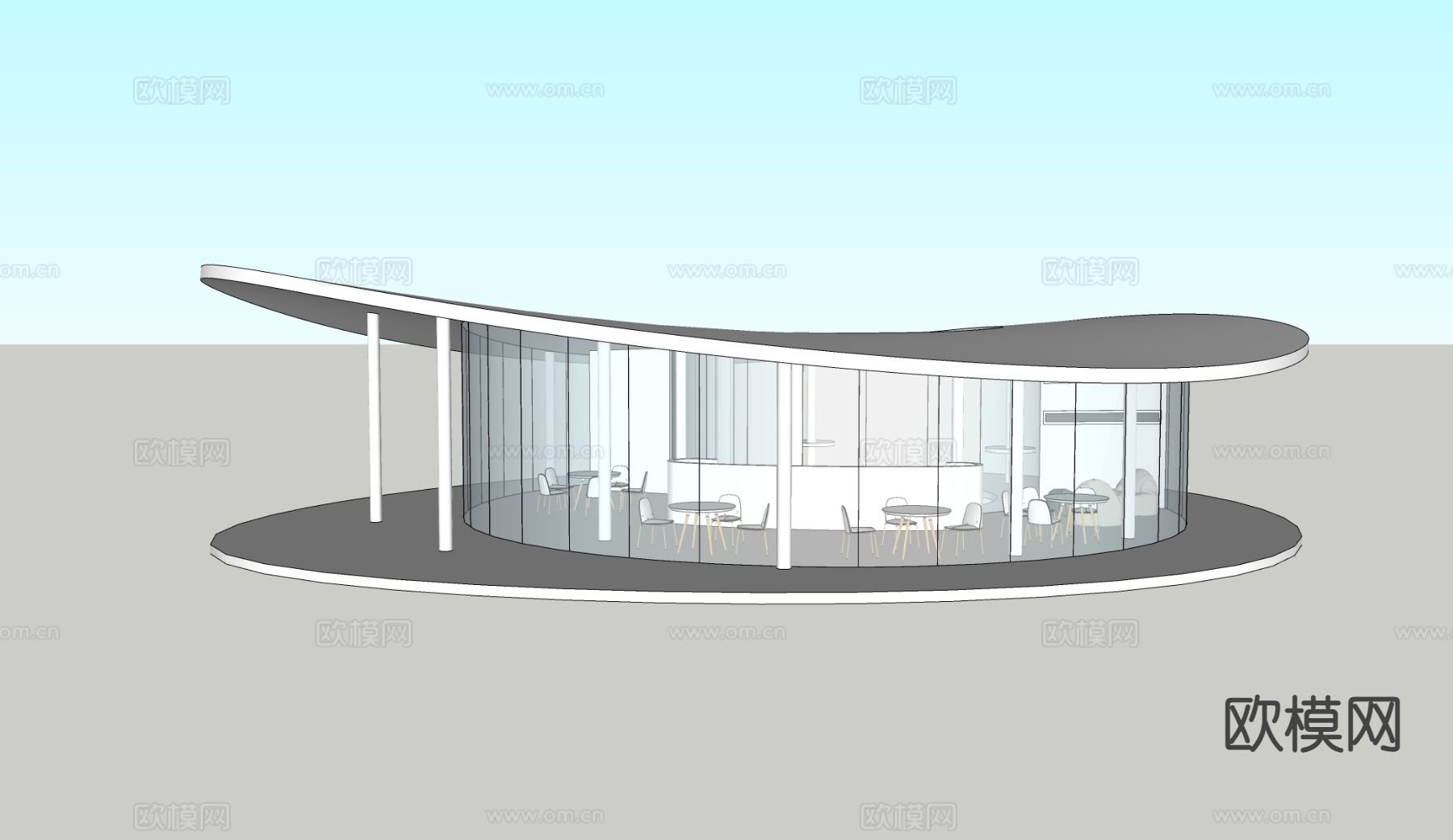 咖啡厅 快闪店su模型下载（渲染图1）