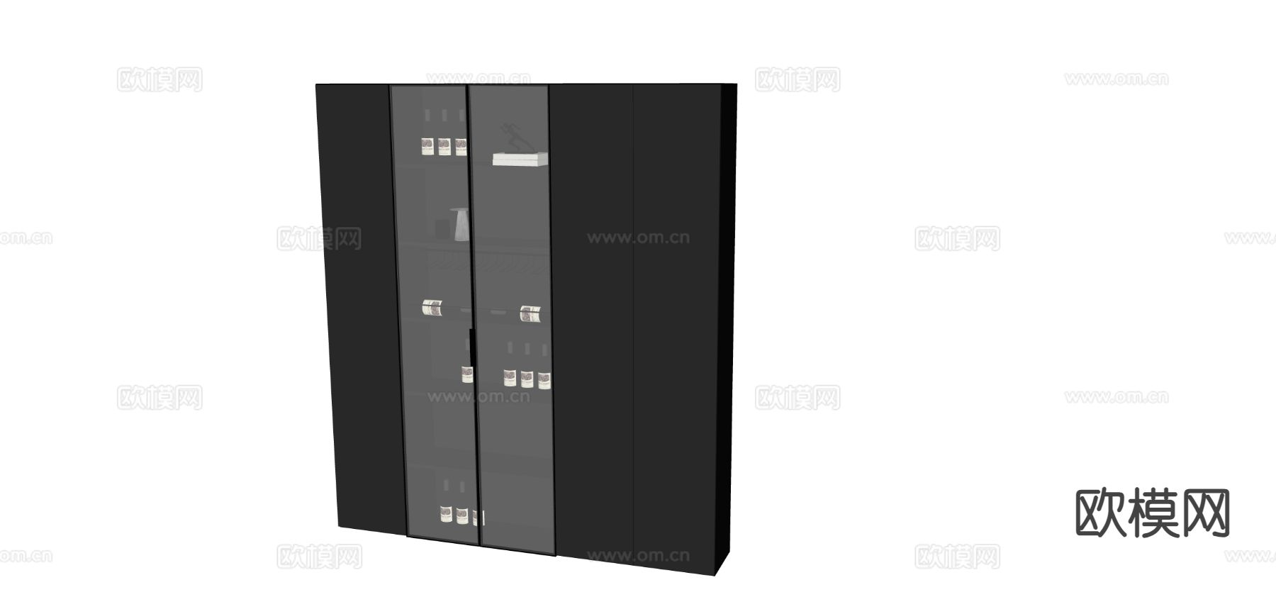 现代黑色酒柜su模型下载（渲染图1）