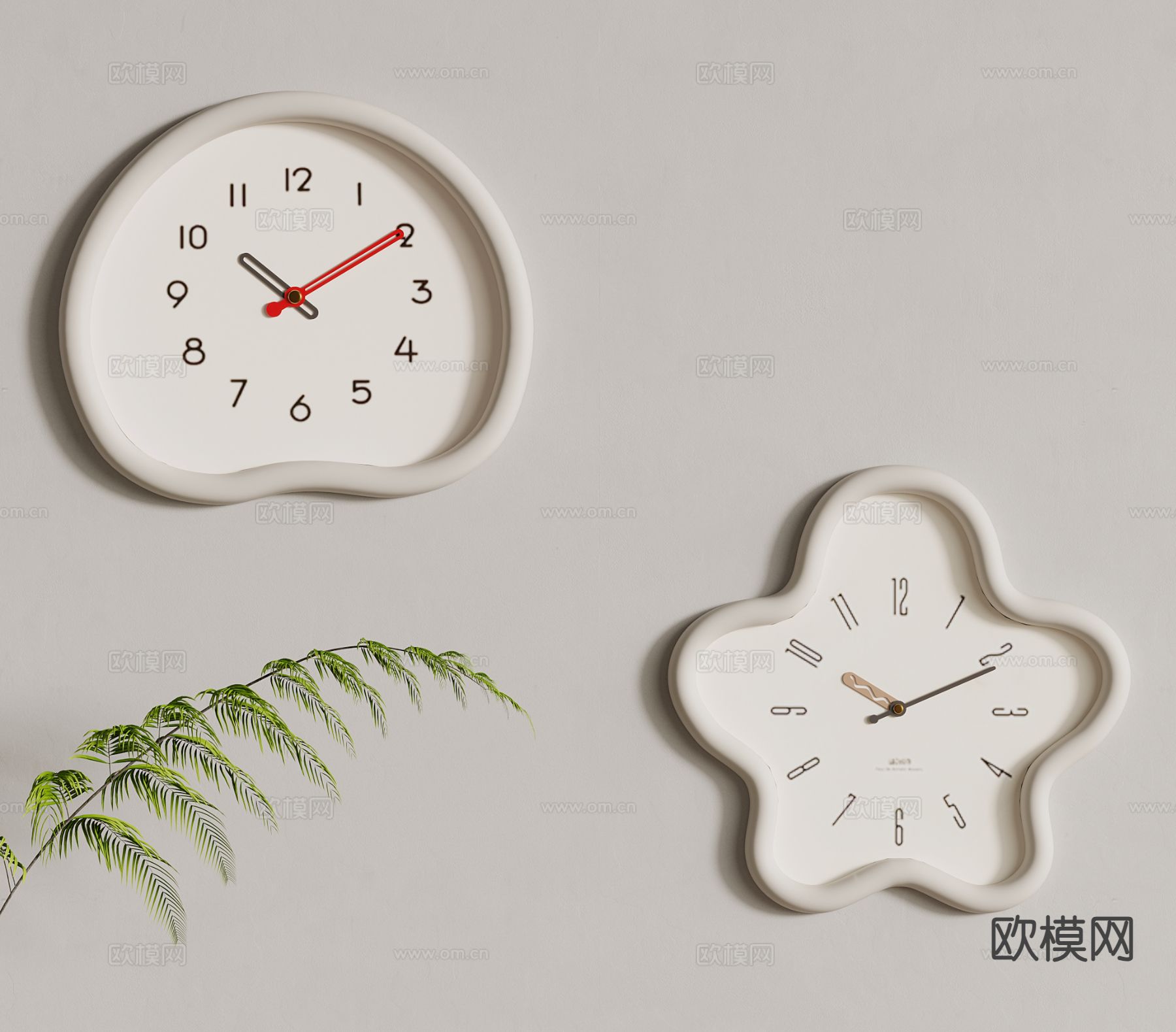 奶油风钟表 挂表su模型下载（渲染图2）