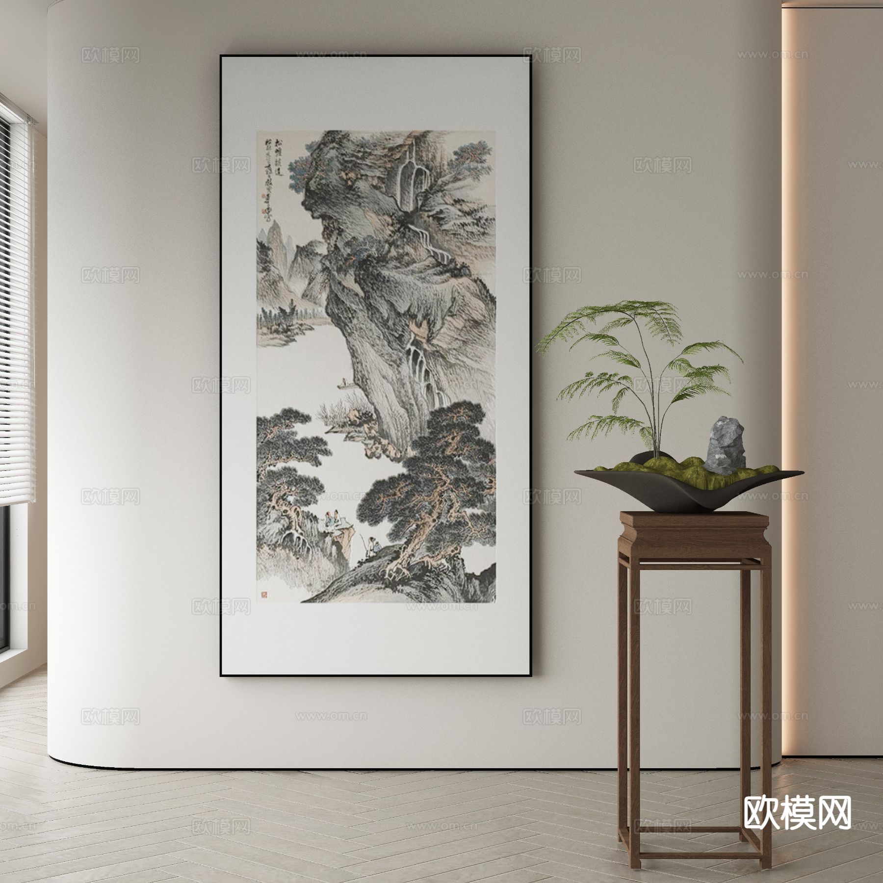 新中式山水画 艺术画 装饰画 挂画3d模型