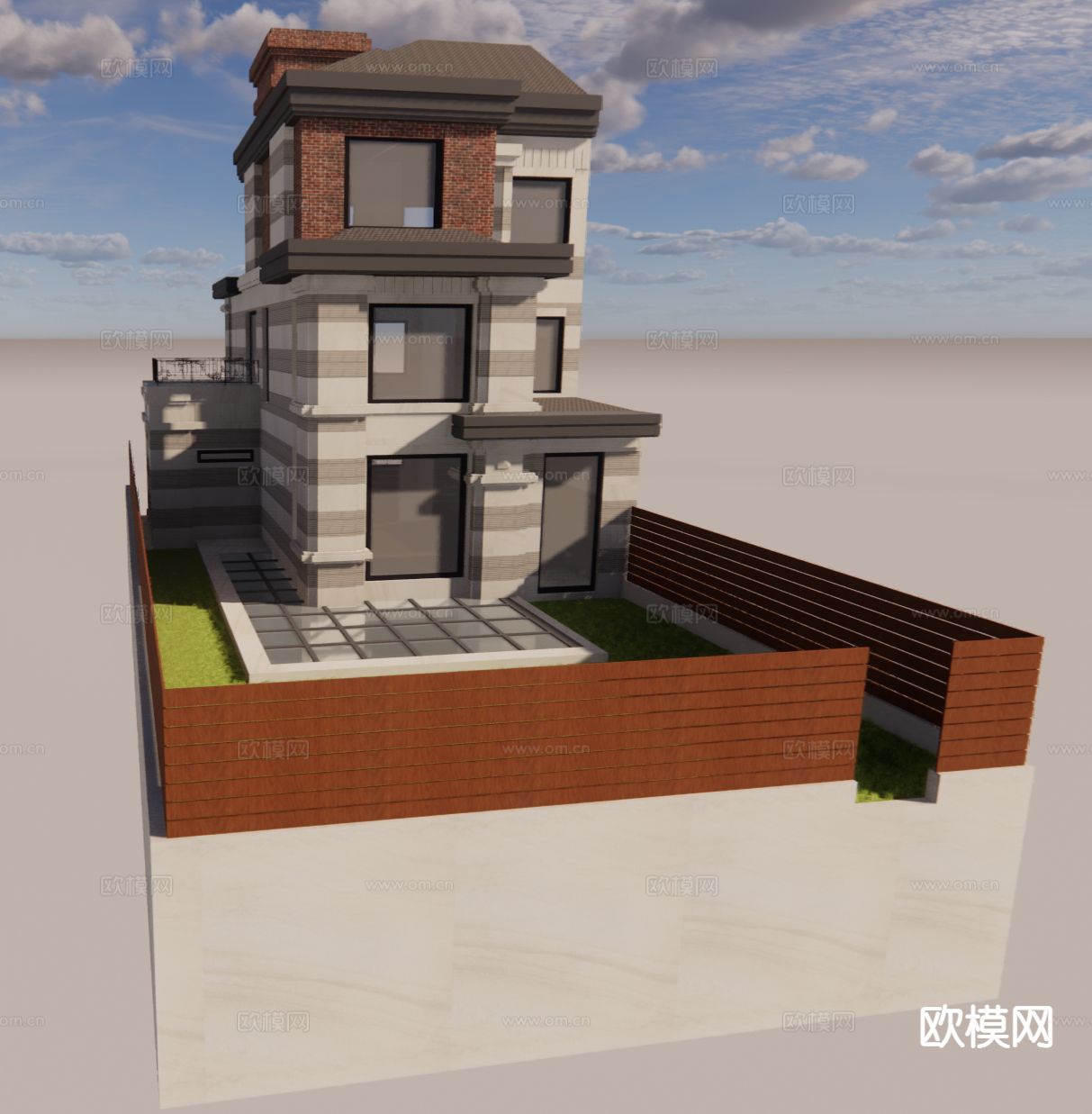 海棠别墅外观su模型下载（渲染图2）