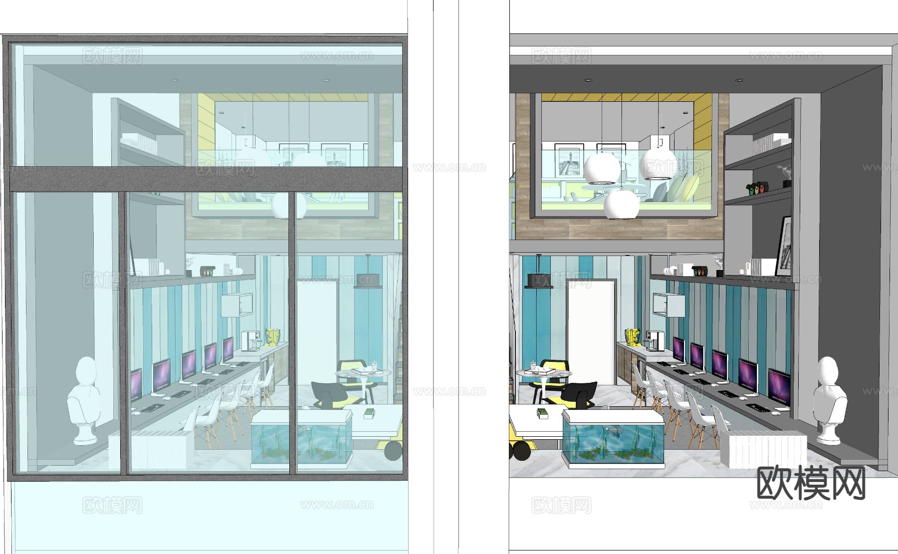 设计工作室 室内设计su模型下载（渲染图2）