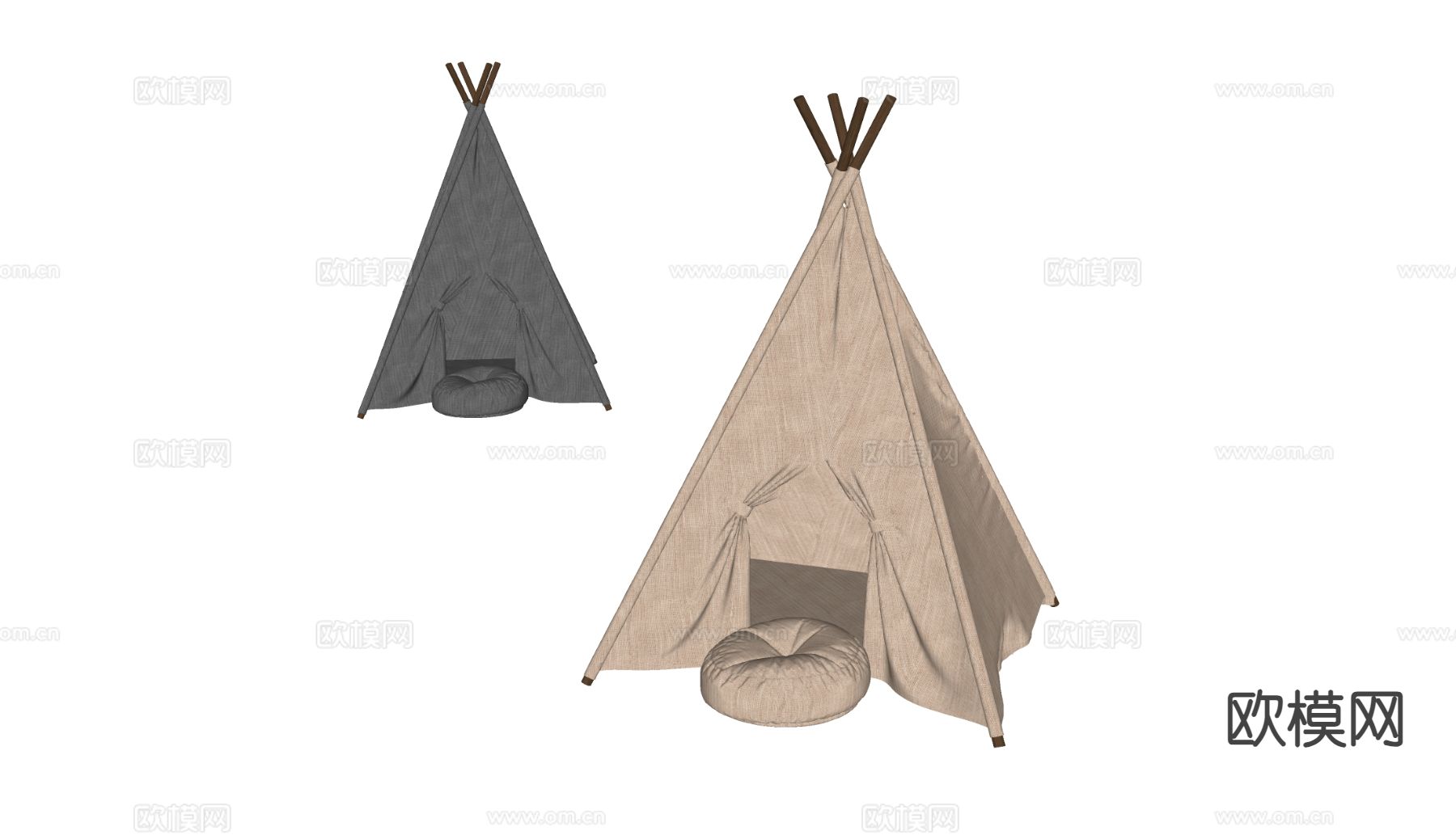 现代儿童帐篷 布艺帐篷su模型下载（渲染图1）